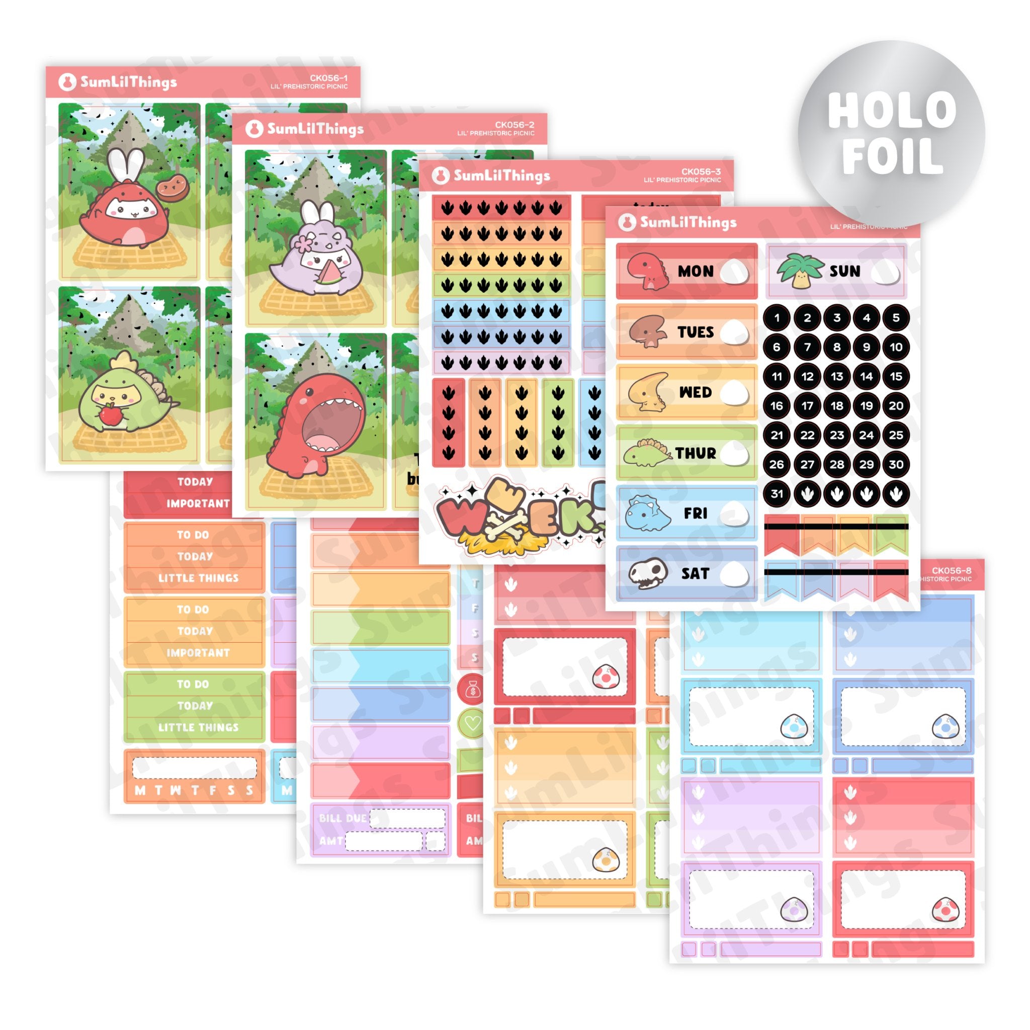 Vertical Kit - Lil' Dino Picnic (10 Pages) - Holo Foil - SumLilThings