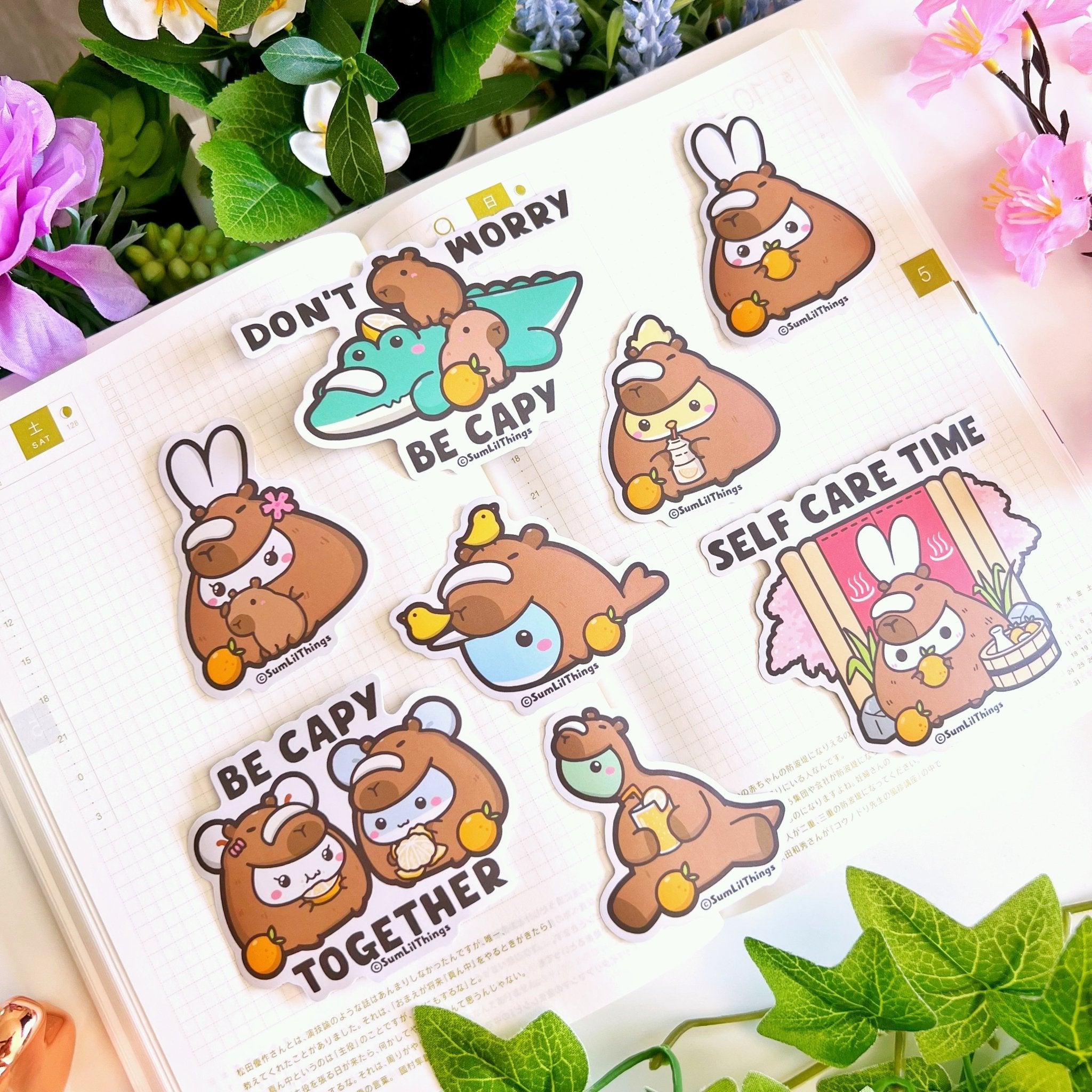Vinyl Sticker - Be Capy & Chill Series (Set of 7) - SumLilThings