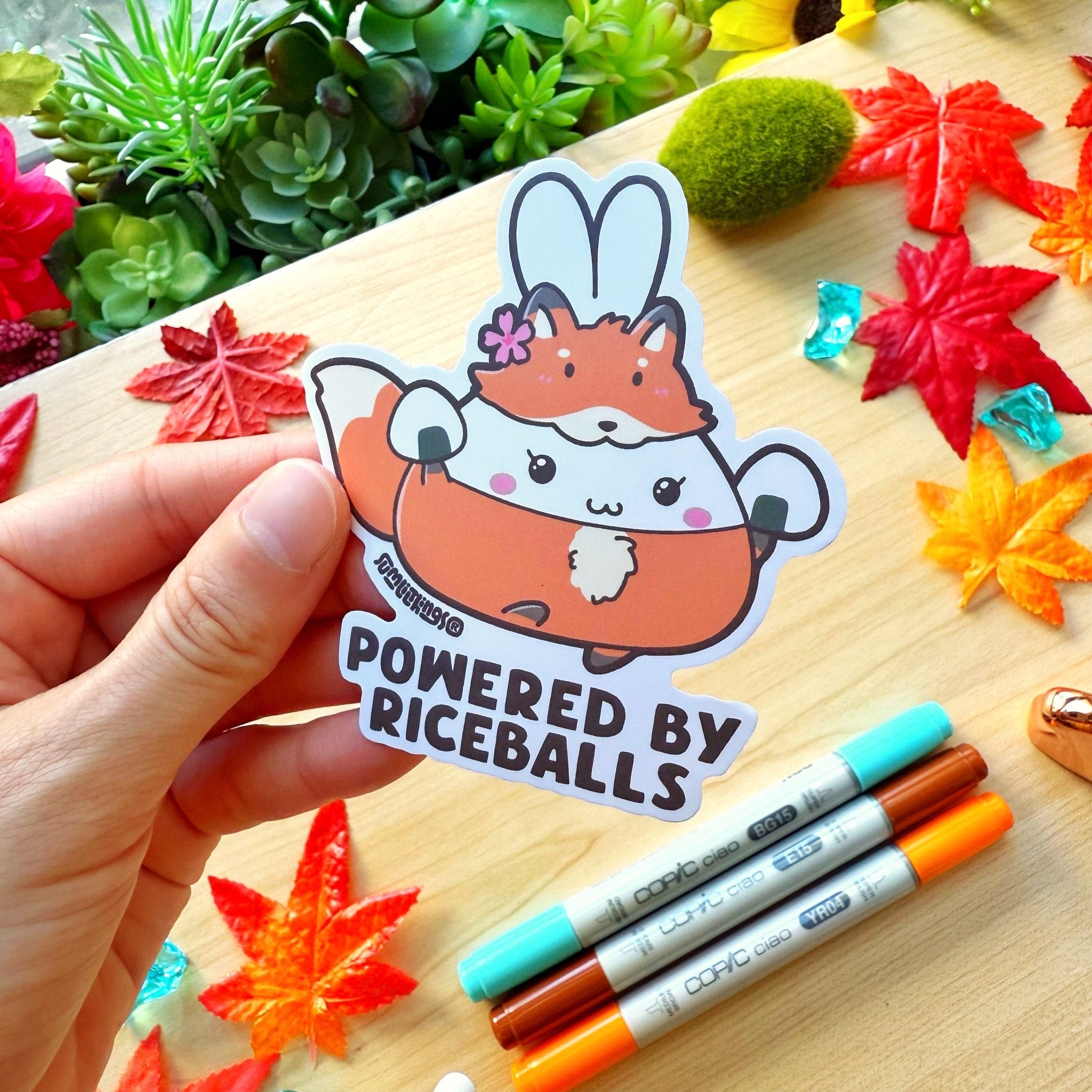 Vinyl Sticker - Powered By Riceballs - SumLilThings