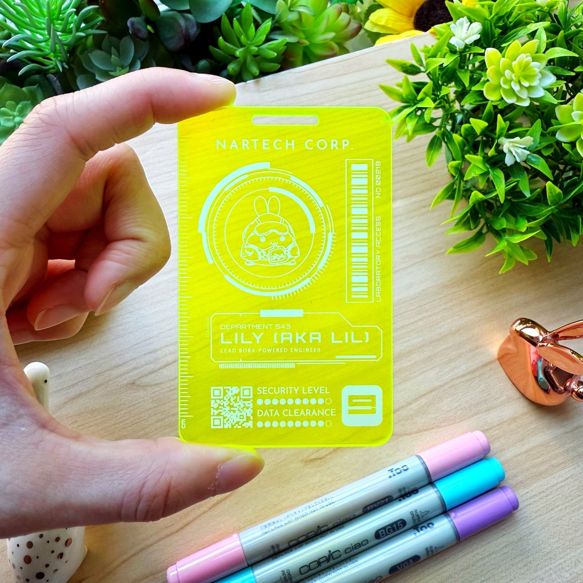 Washi Cutter - Lil's Cyber ID Card (Acrylic) - Blacklight Reactive - SumLilThings