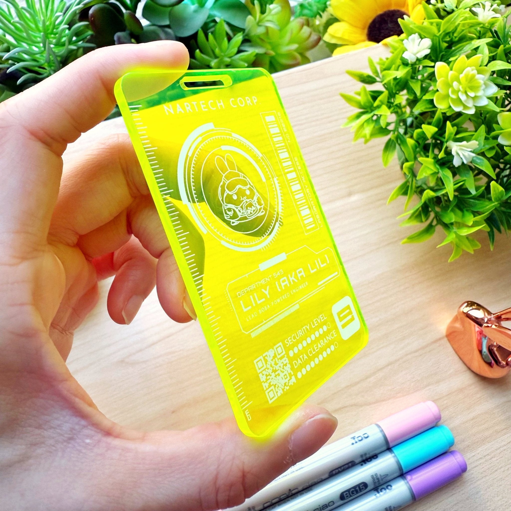 Washi Cutter - Lil's Cyber ID Card (Acrylic) - Blacklight Reactive - SumLilThings