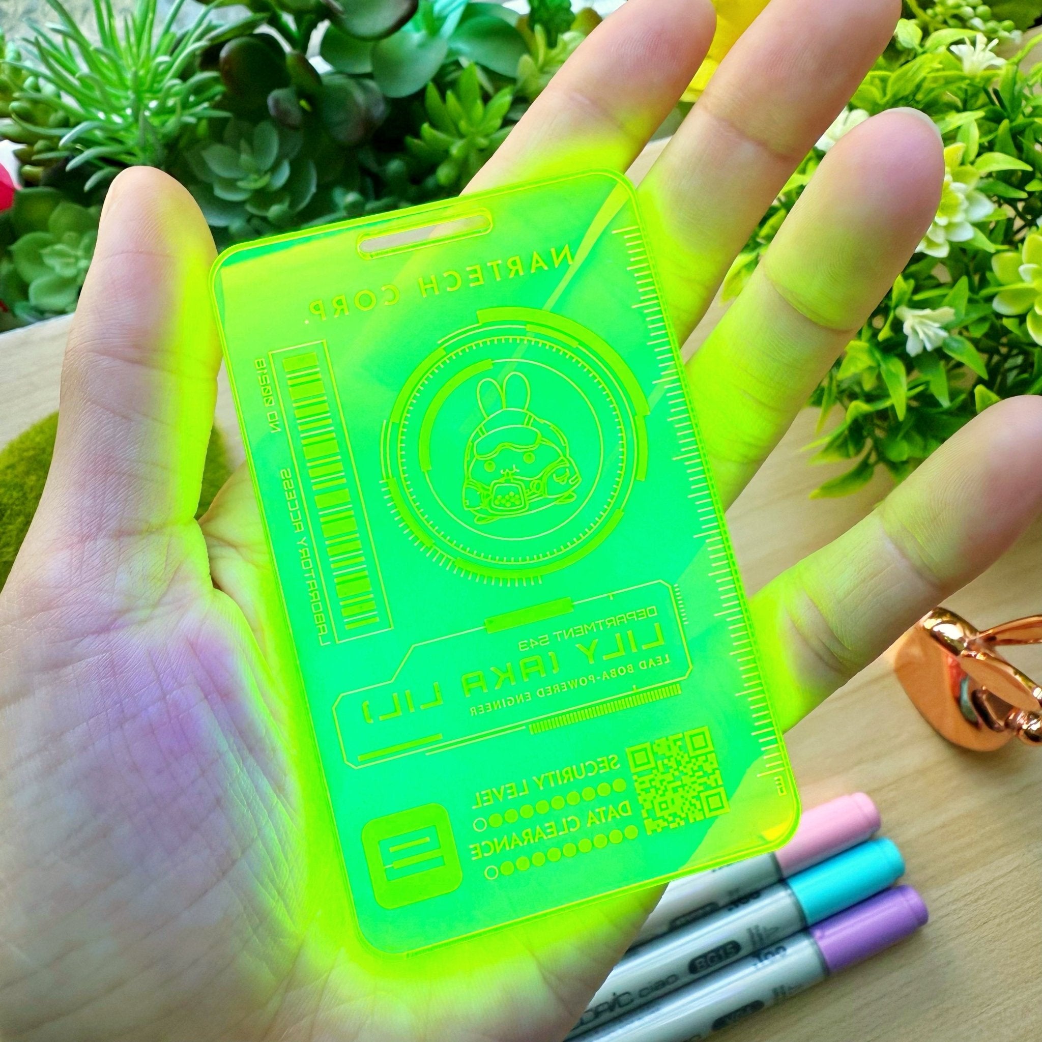 Washi Cutter - Lil's Cyber ID Card (Acrylic) - Blacklight Reactive - SumLilThings