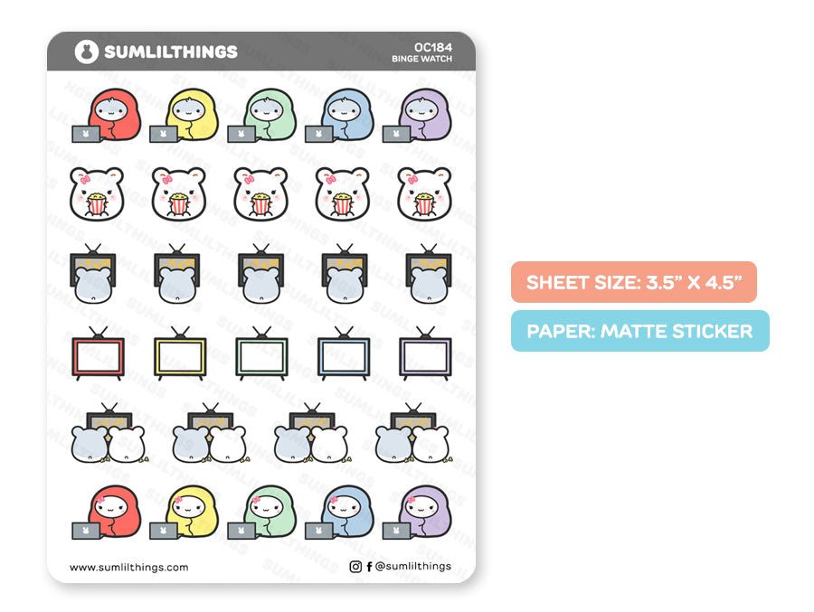 Binge Watch/TV Stickers - SumLilThings