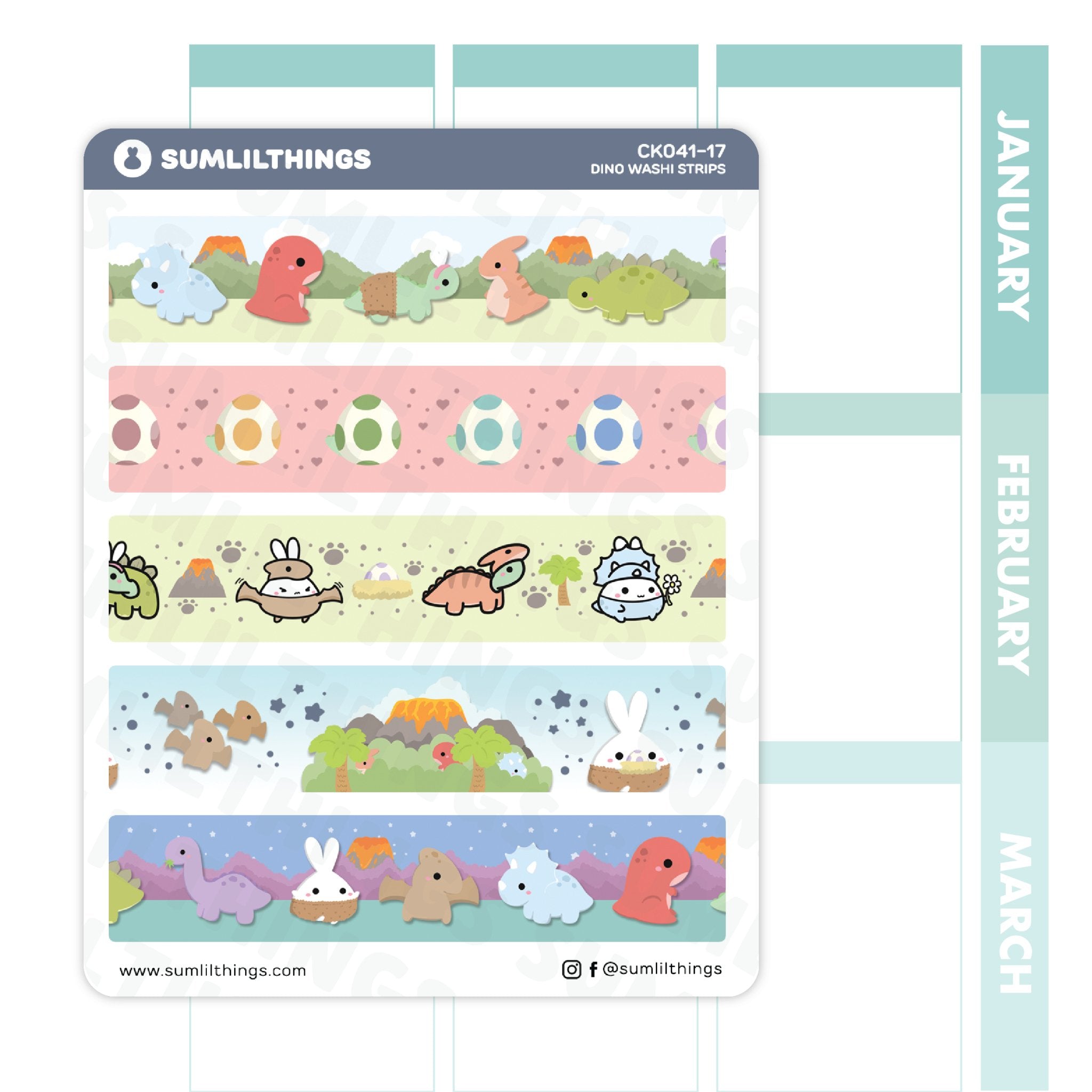 Dinoh Washi Strips Stickers - SumLilThings