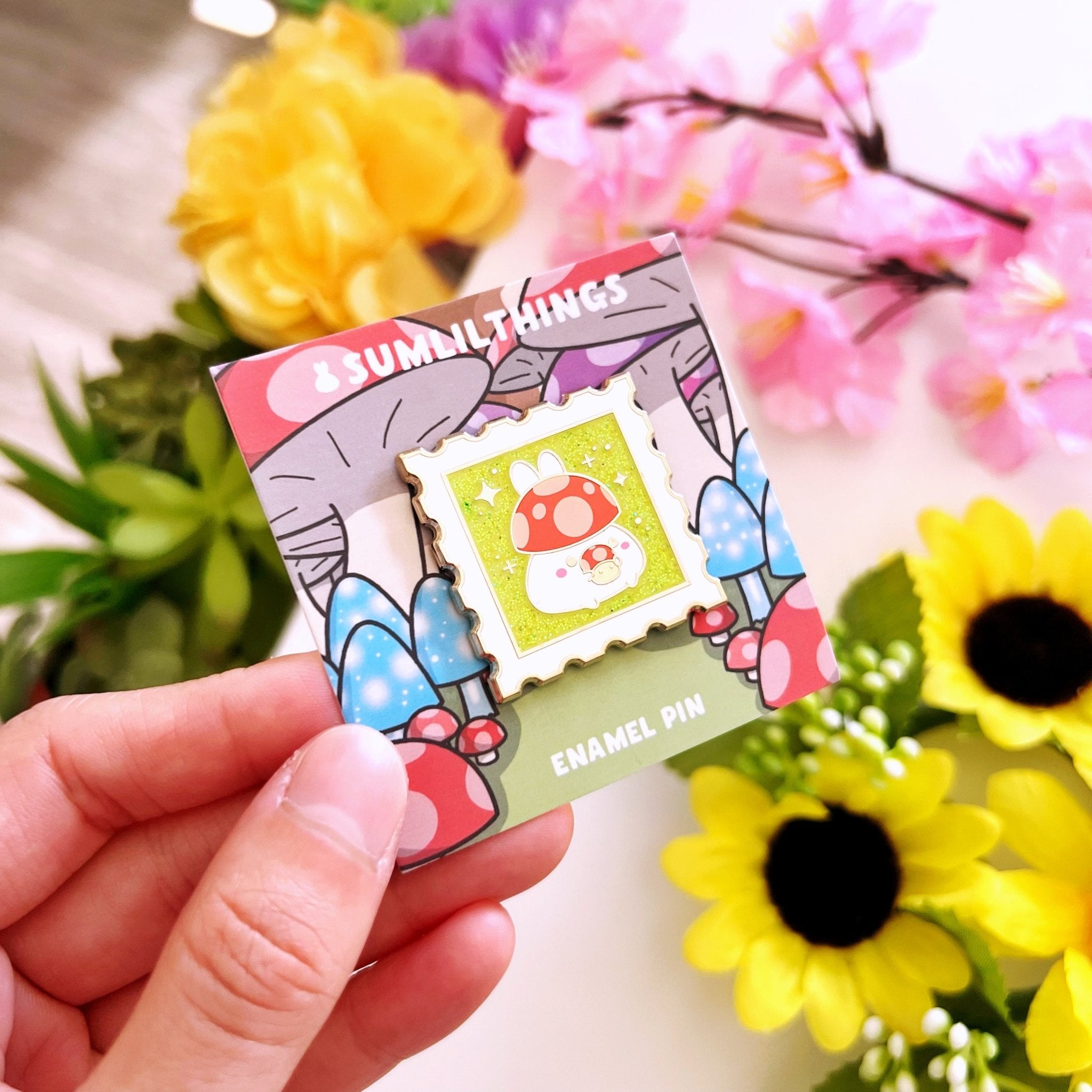 Enamel Pin - Emotional Support Mushroom Stamp - SumLilThings