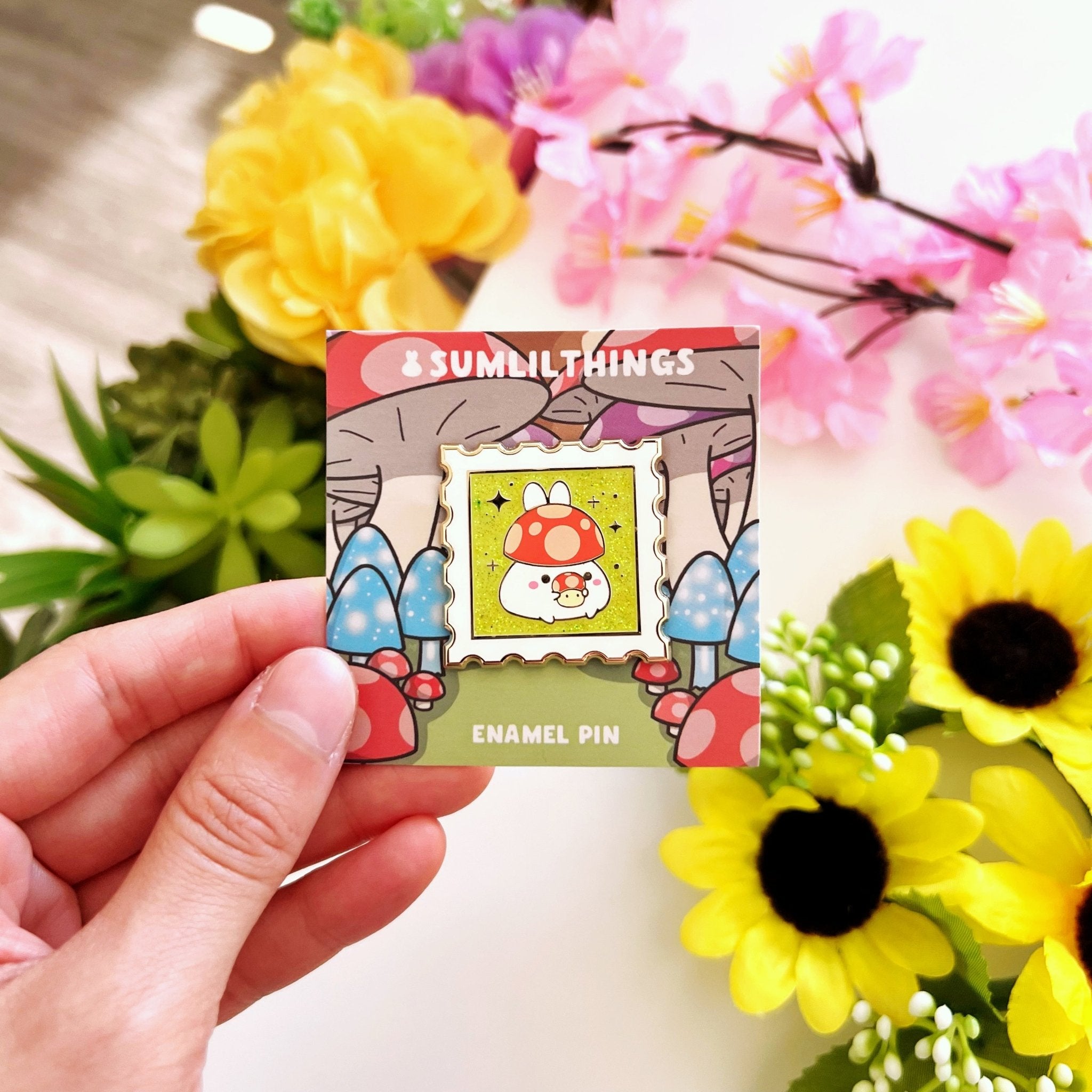 Enamel Pin - Emotional Support Mushroom Stamp - SumLilThings