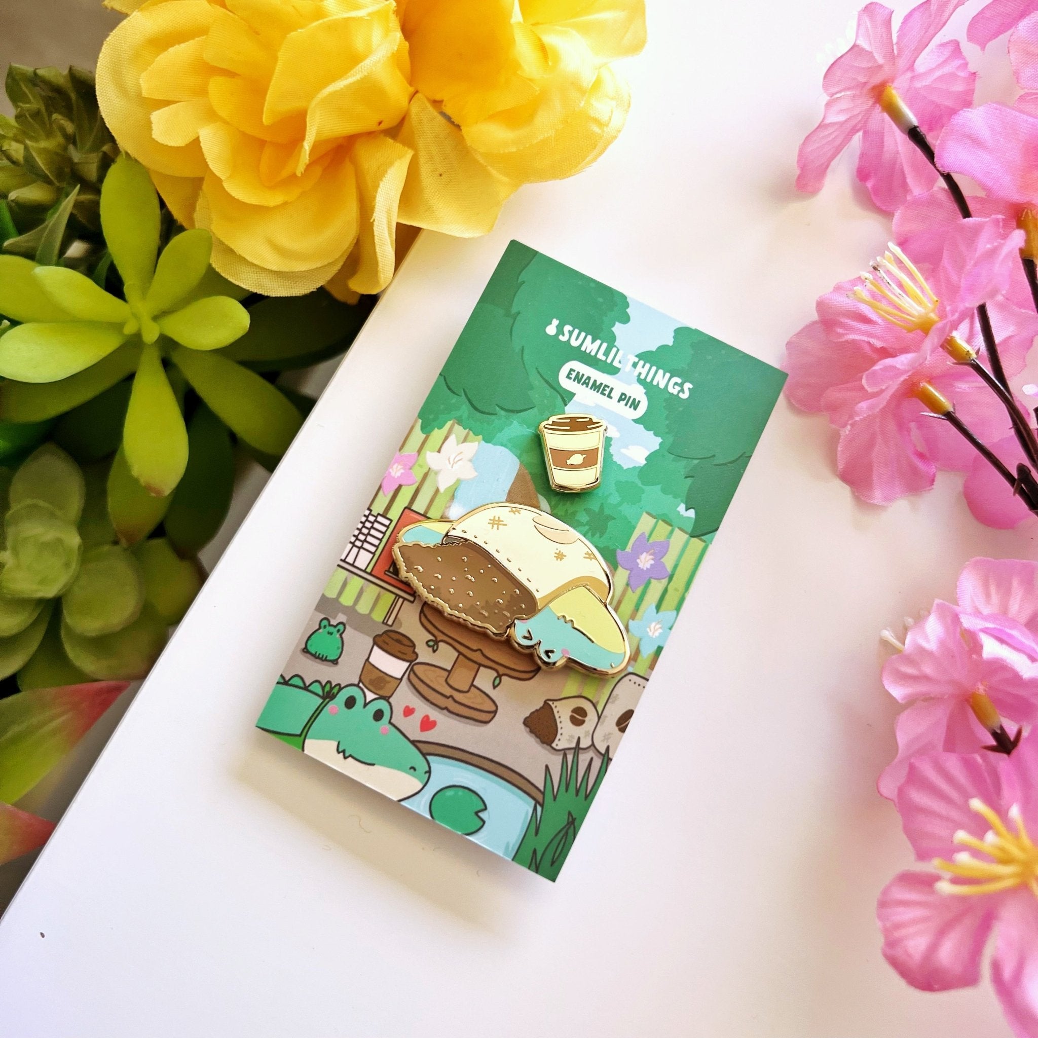 Enamel Pin - Toto the Barista with Coffee Cup (Set of 2) - SumLilThings