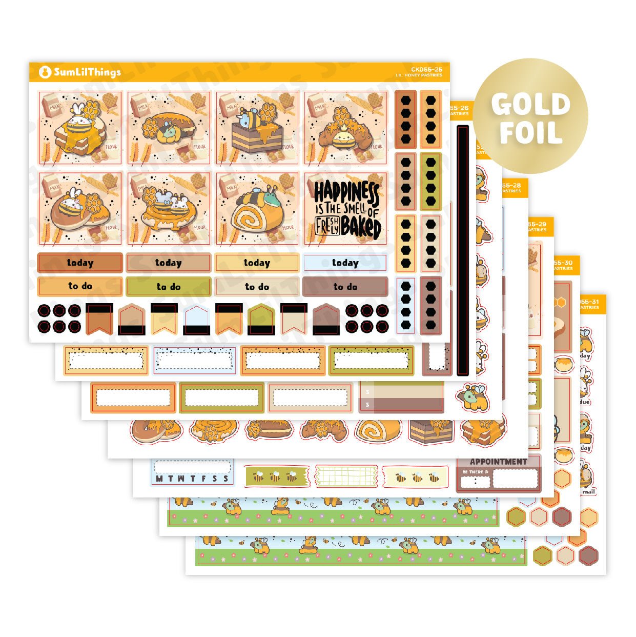 Hobonichi COUSIN - Lil' Honey Pastries - Gold Foil - SumLilThings