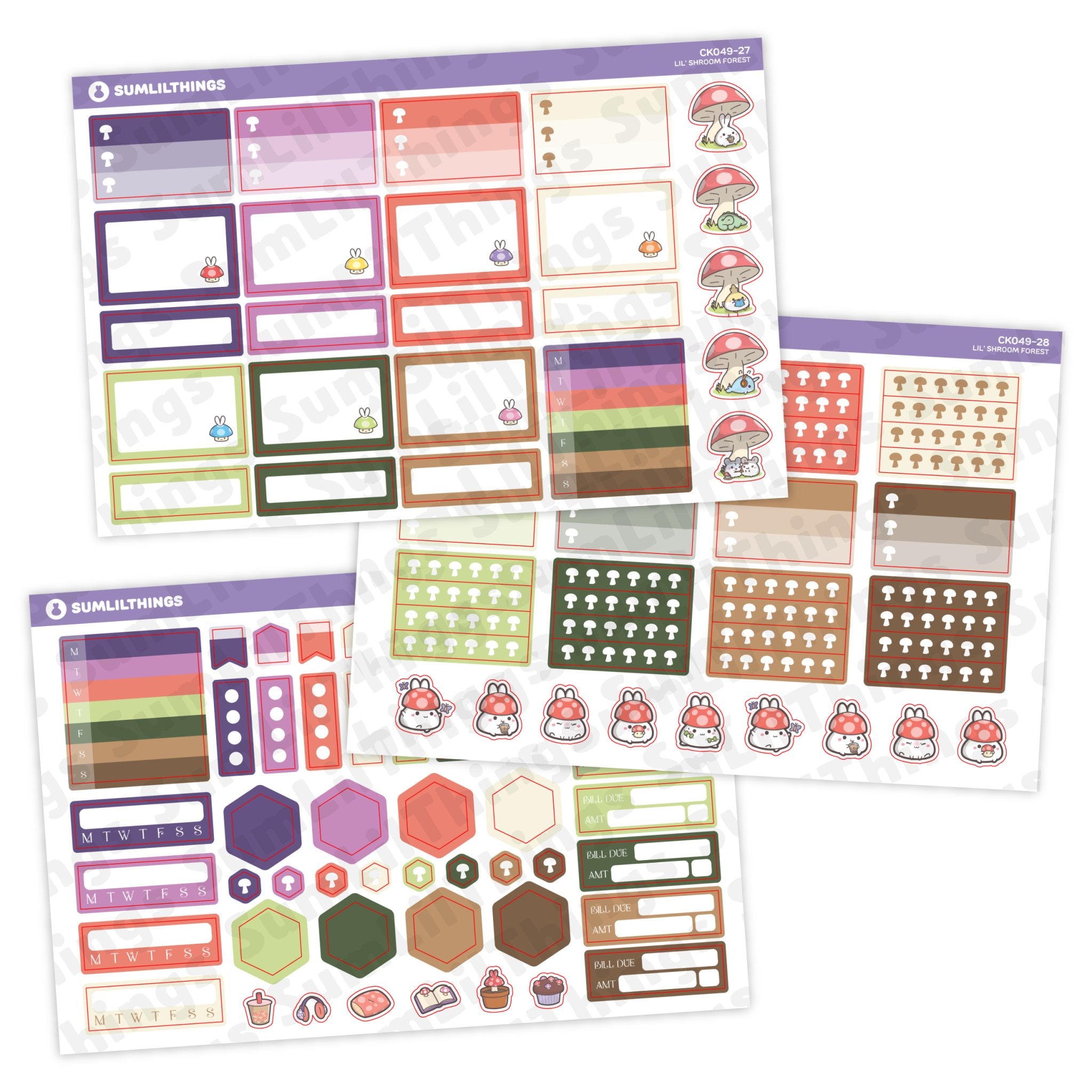 Hobonichi COUSIN - Lil' Mushroom Forest - Gold Foil - SumLilThings