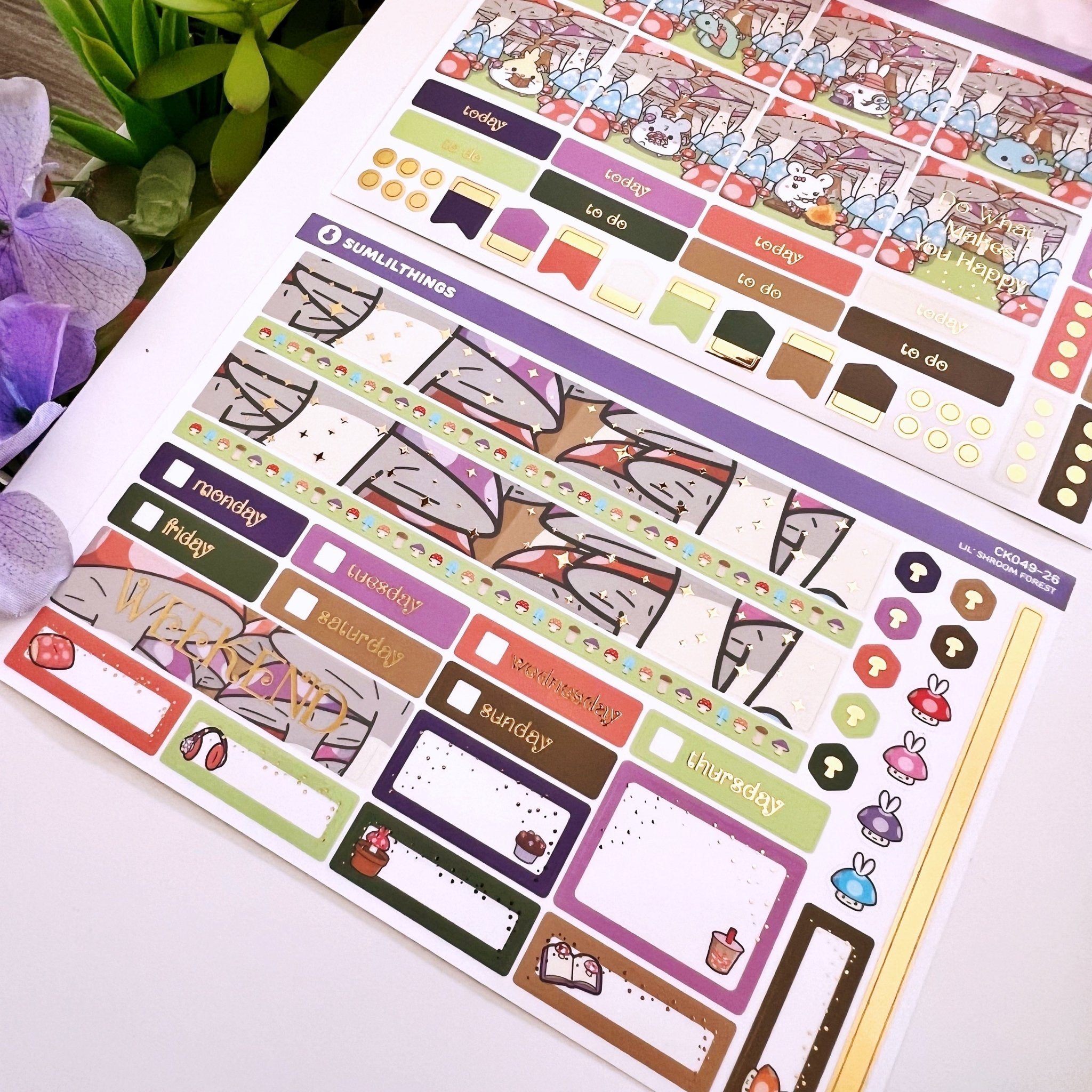 Hobonichi COUSIN - Lil' Mushroom Forest - Gold Foil - SumLilThings