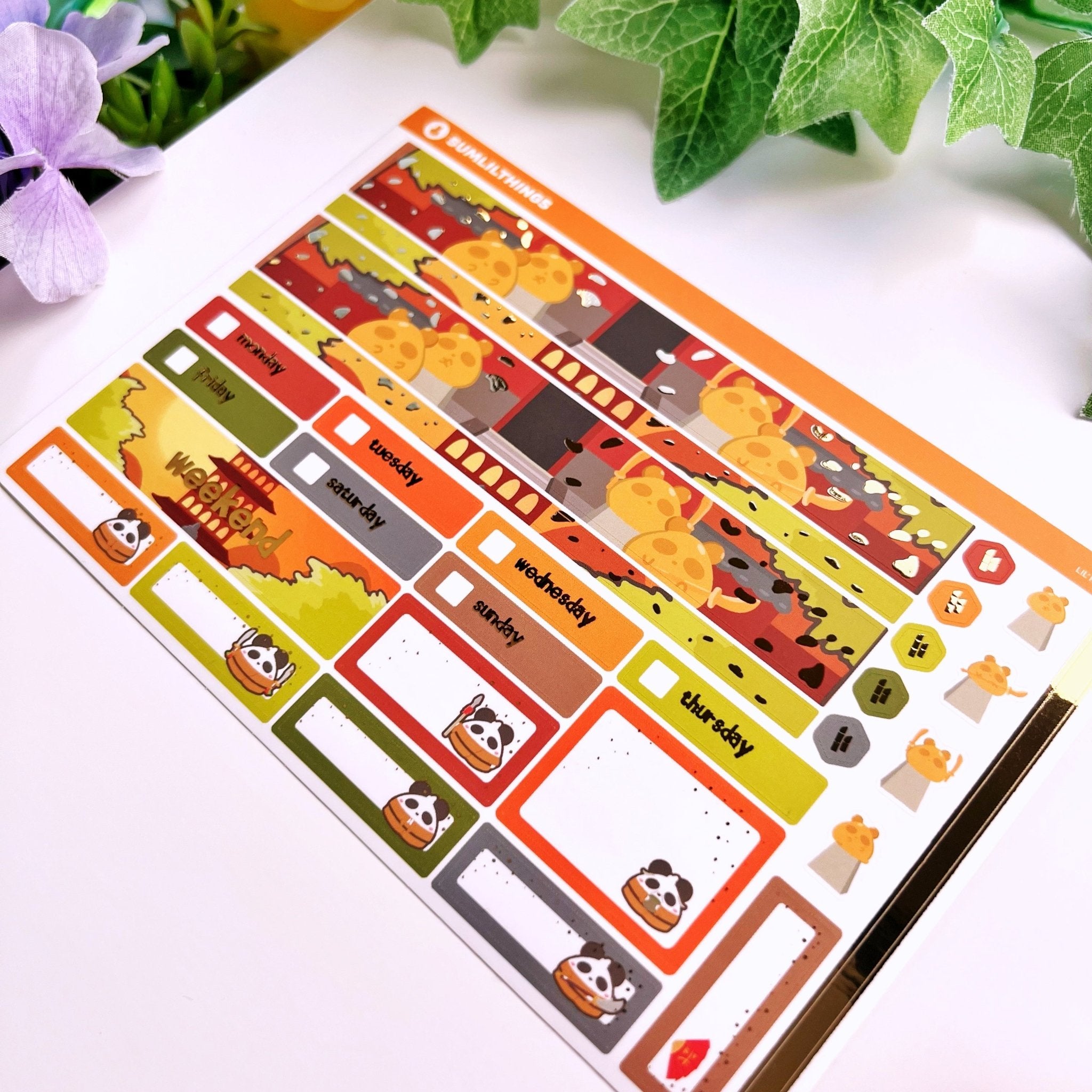 Hobonichi COUSIN - Lil' Panda Dojo - Gold Foil - SumLilThings