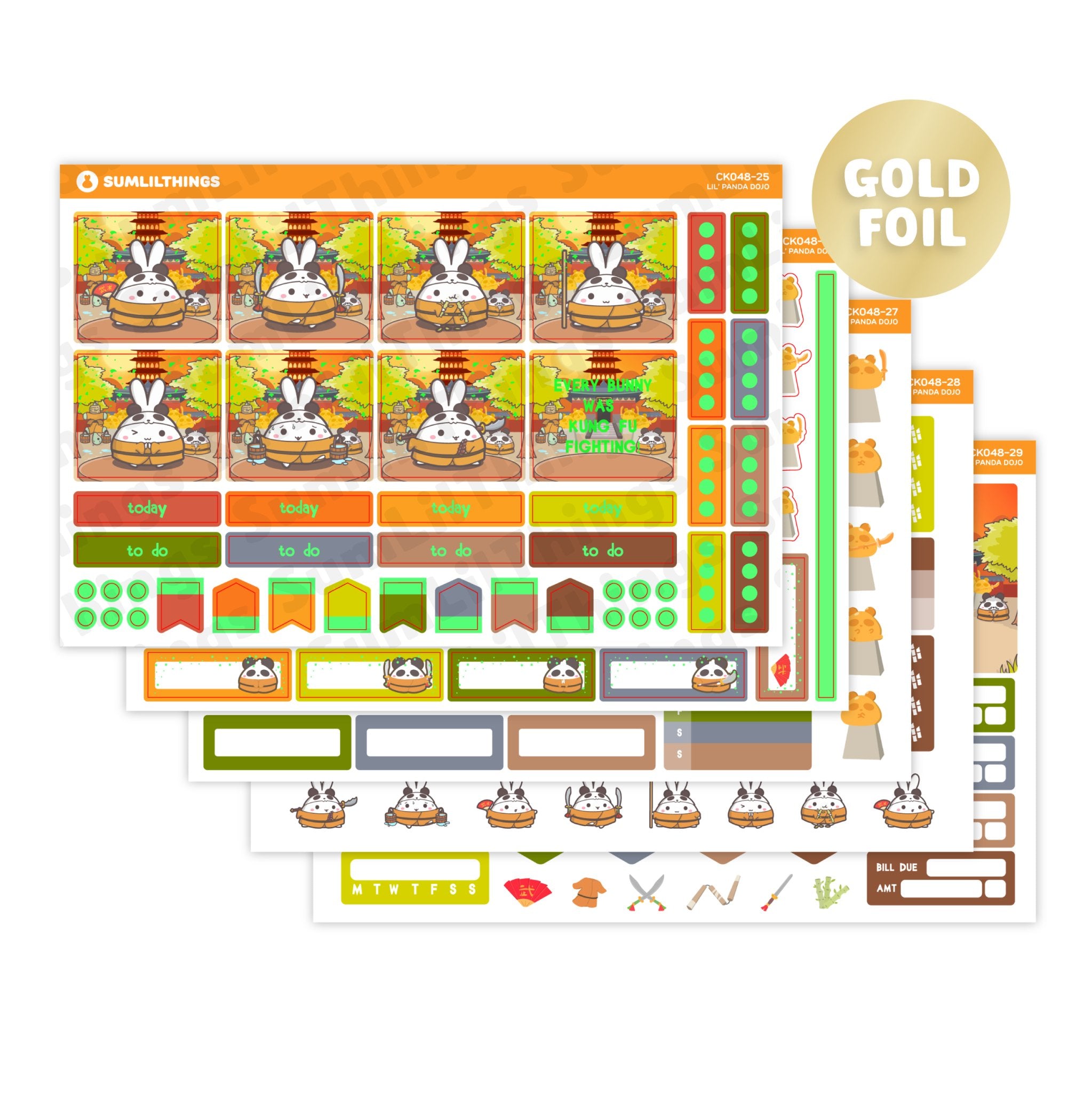 Hobonichi COUSIN - Lil' Panda Dojo - Gold Foil - SumLilThings