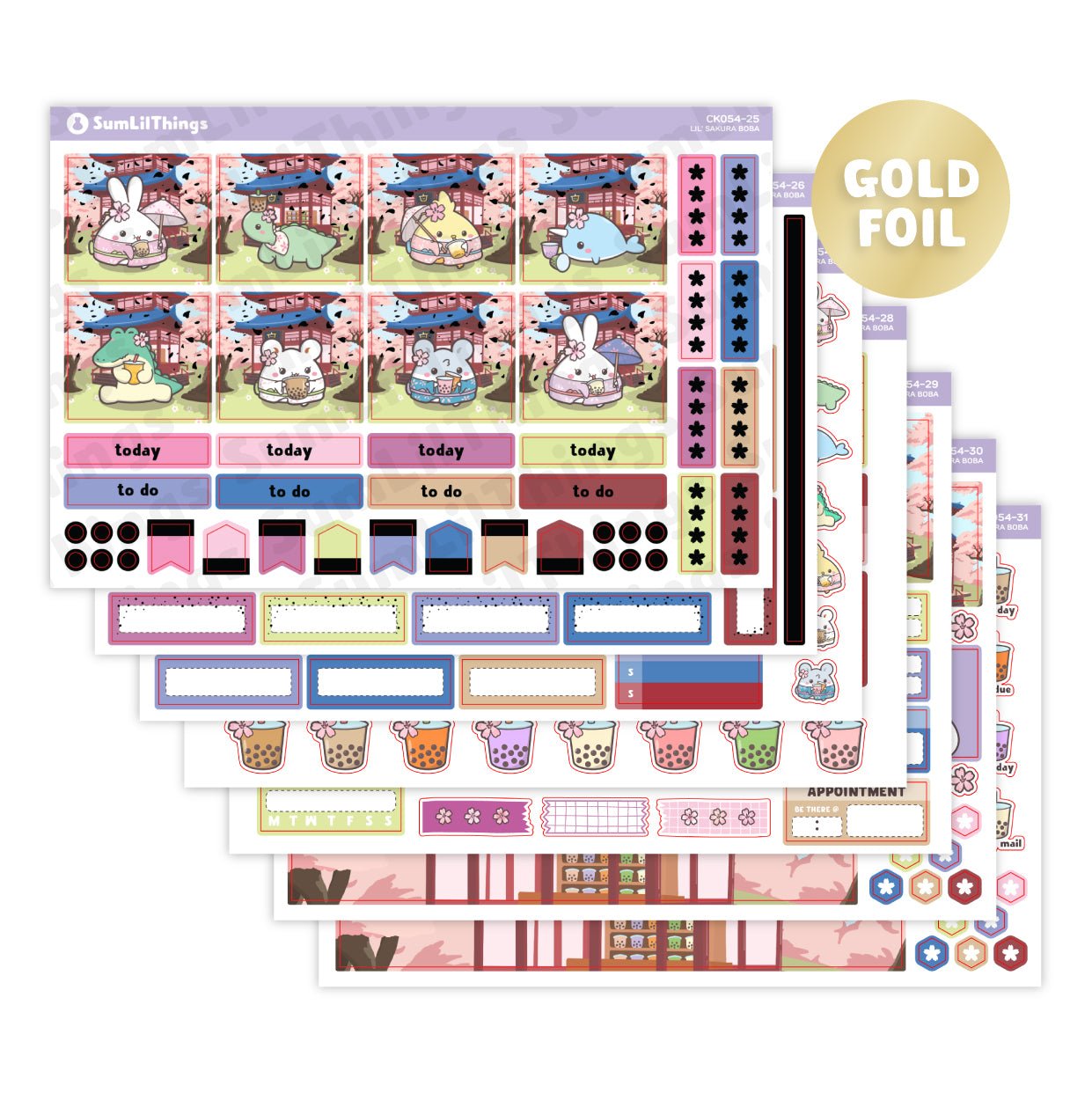 Hobonichi COUSIN - Lil' Sakura Boba - Gold Foil - SumLilThings