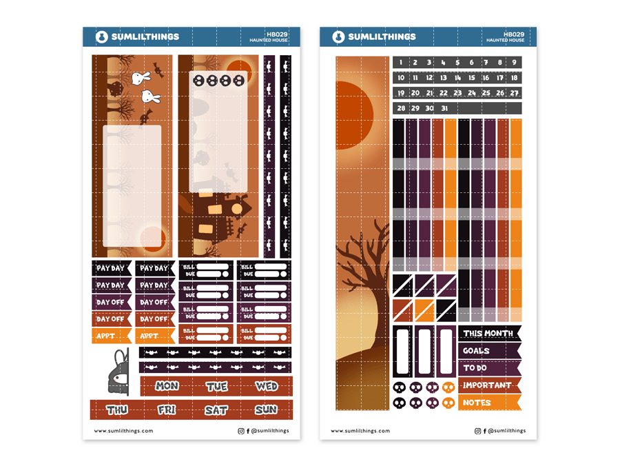 Hobonichi WEEKS Kit - Haunted House - Monthly View - SumLilThings