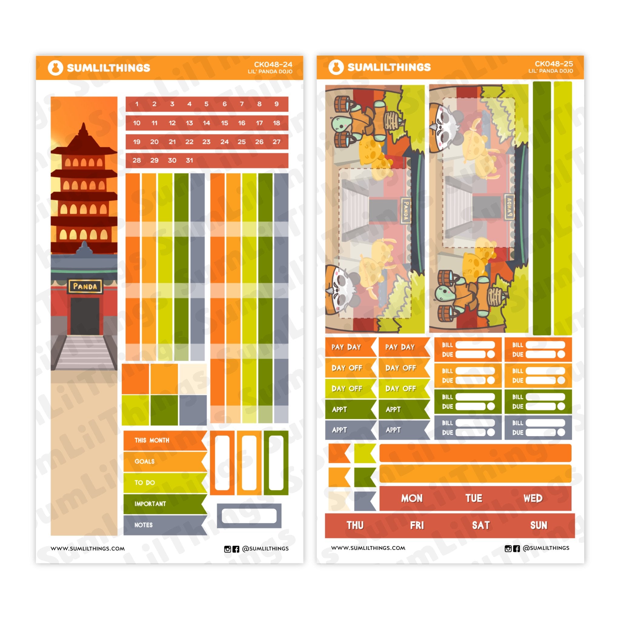 Hobonichi WEEKS Kit - Lil' Panda Dojo (2 Pages) - SumLilThings