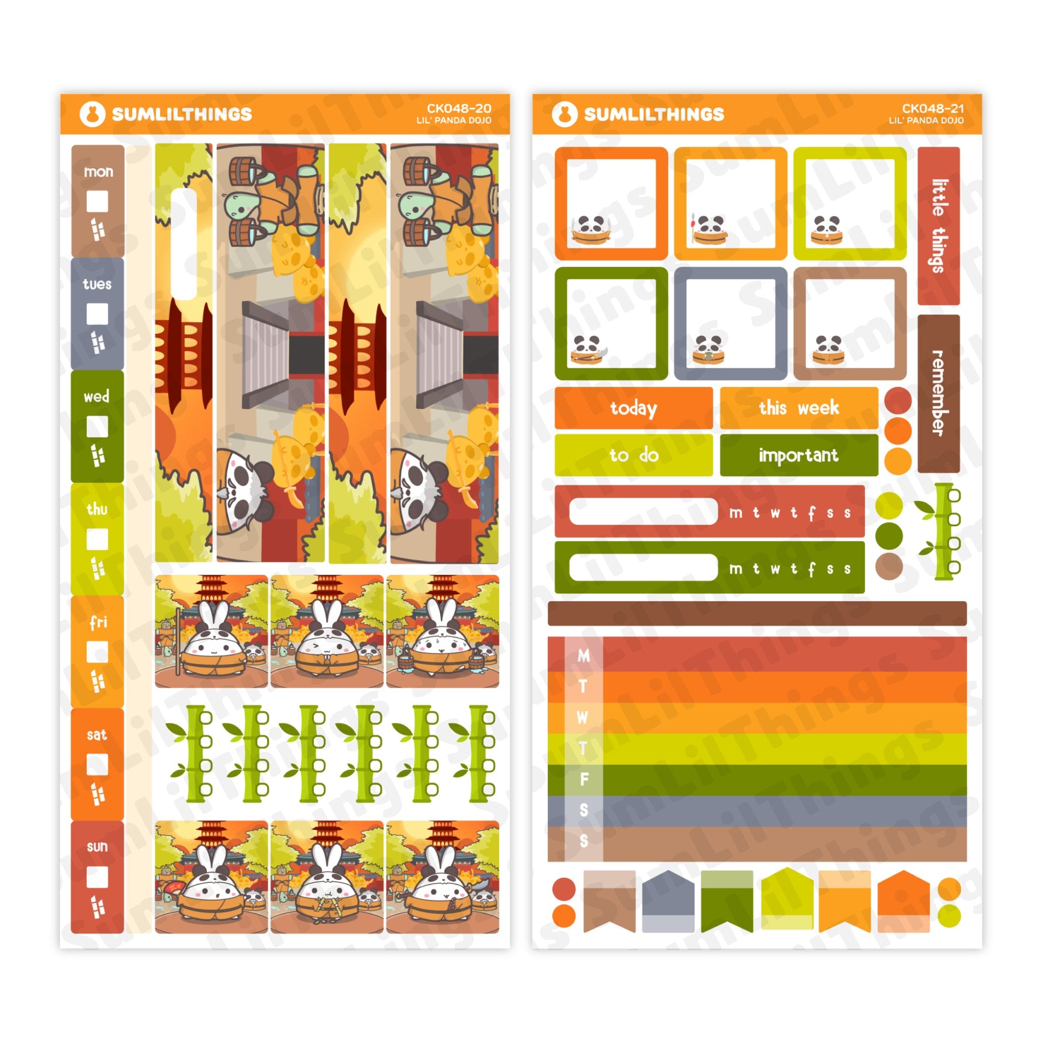 Hobonichi WEEKS Kit - Lil' Panda Dojo (2 Pages) - SumLilThings
