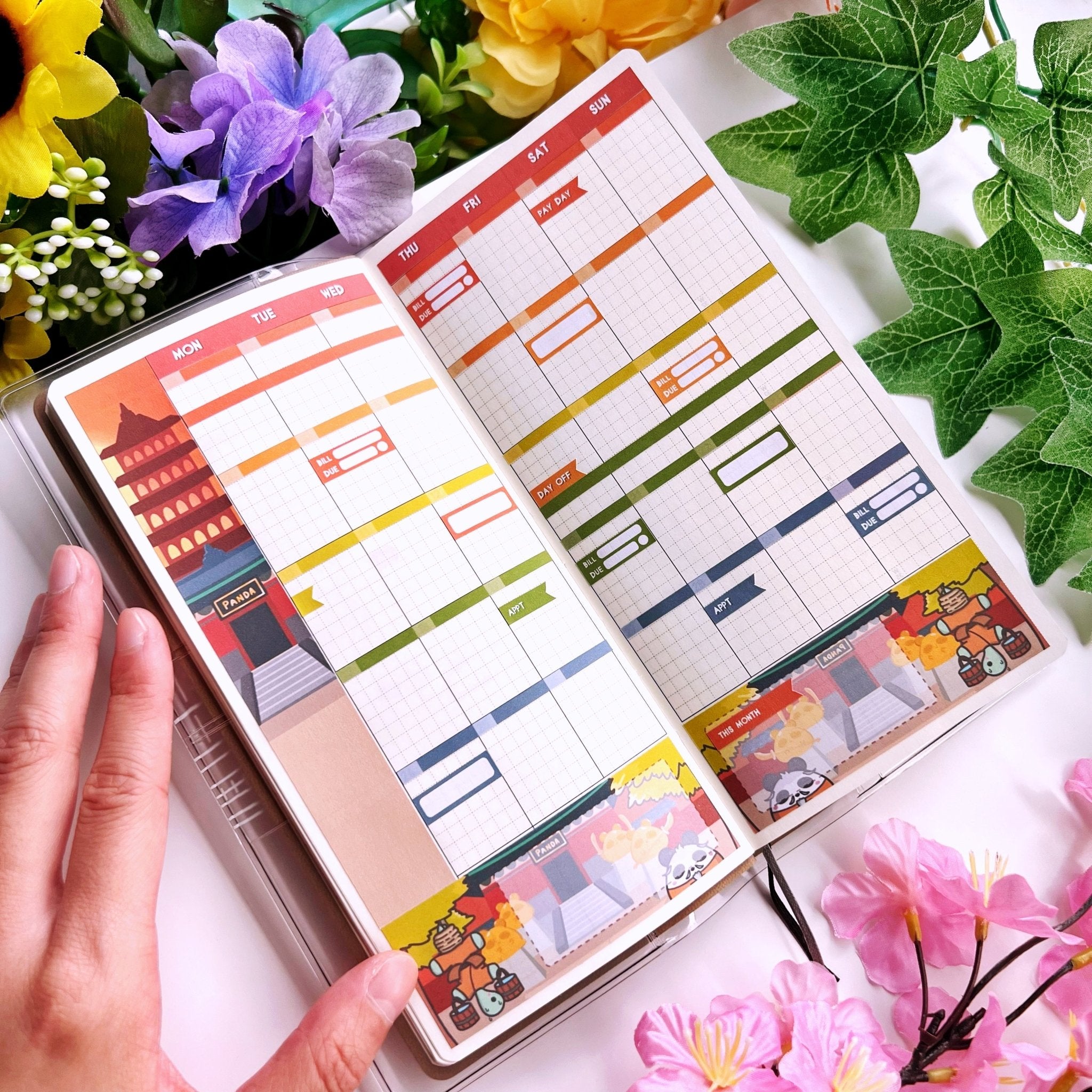 Hobonichi WEEKS Kit - Lil' Panda Dojo (2 Pages) - SumLilThings