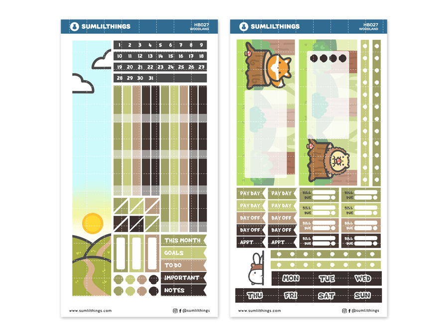 Hobonichi WEEKS Kit - Woodland - Monthly View - SumLilThings