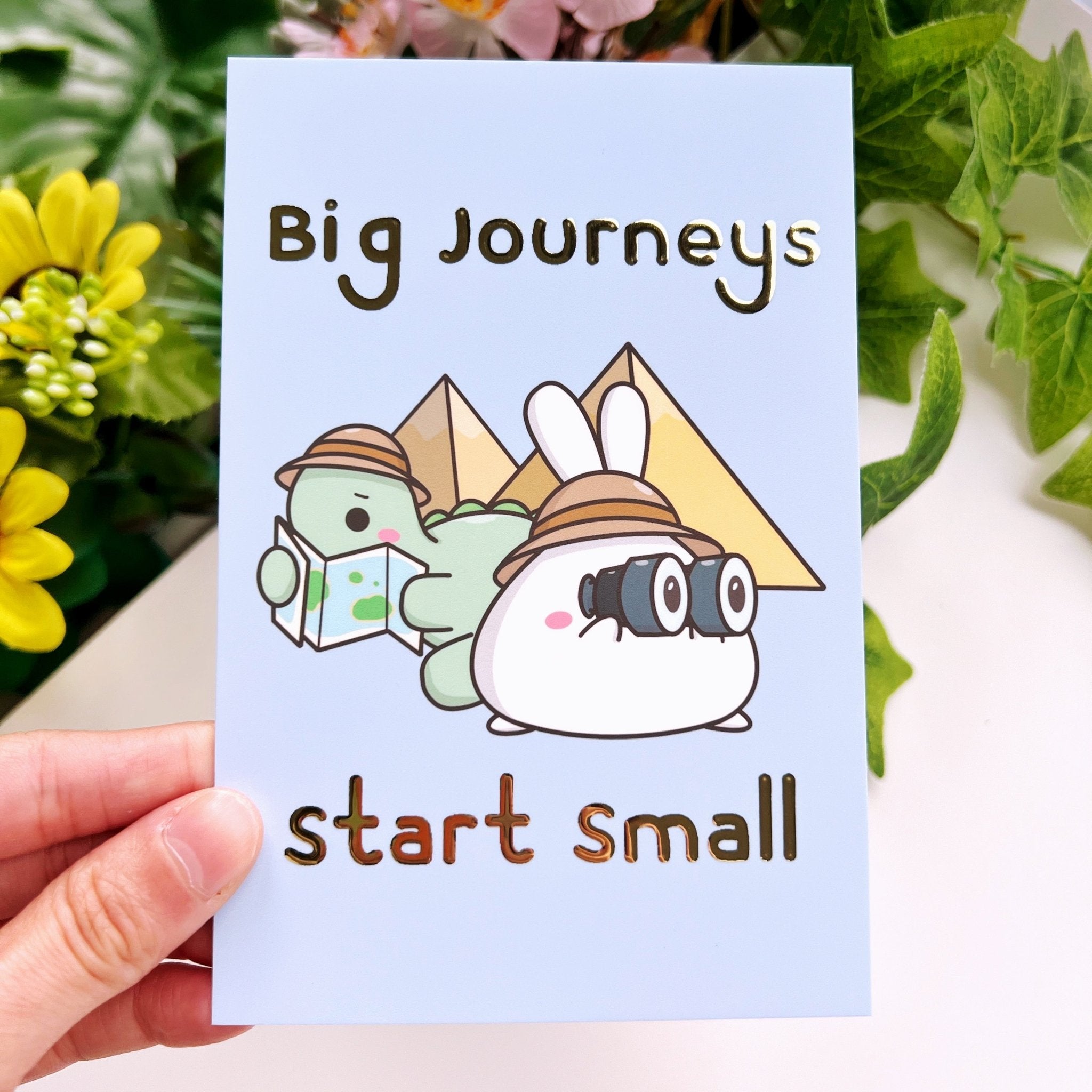 Journaling Card - Big Journeys Start Small - Gold Foiled - SumLilThings
