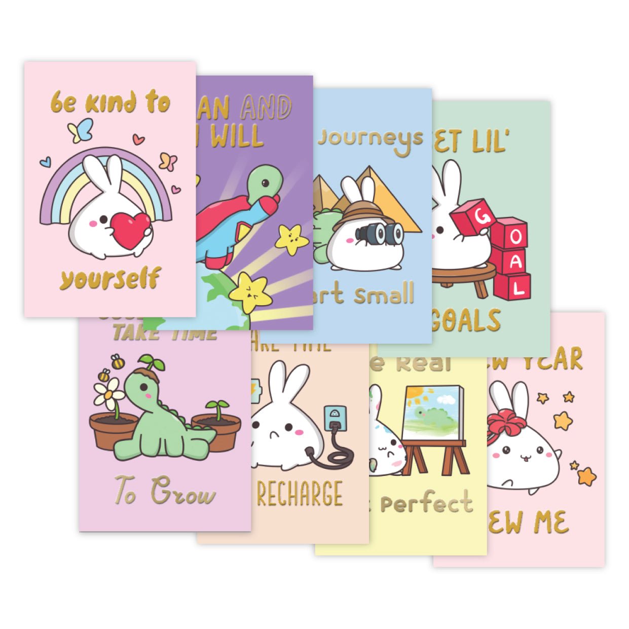 Journaling Card - New Year New Me (Set of 8) - Gold Foiled - SumLilThings