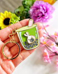 Keychain - Lil' Matcha Boba Milk Tea (Interactive Spinner) - SumLilThings