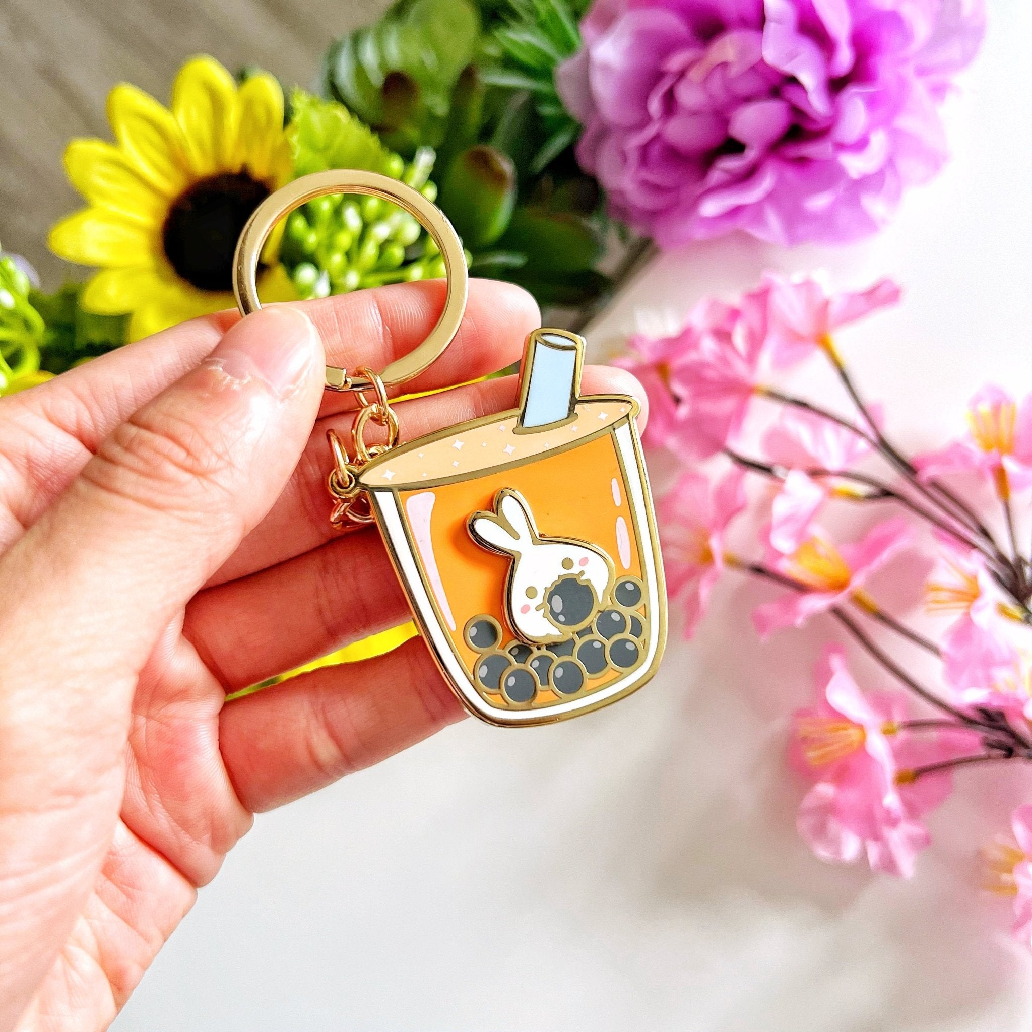 Keychain - Lil' Thai Boba Milk Tea (Interactive Spinner) - SumLilThings