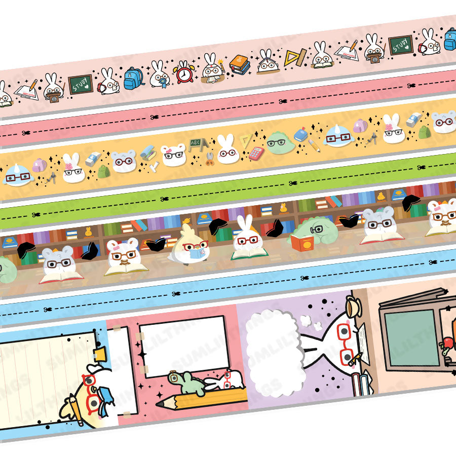 Washi Tape - Late for School - Gold Foil - Set of 7