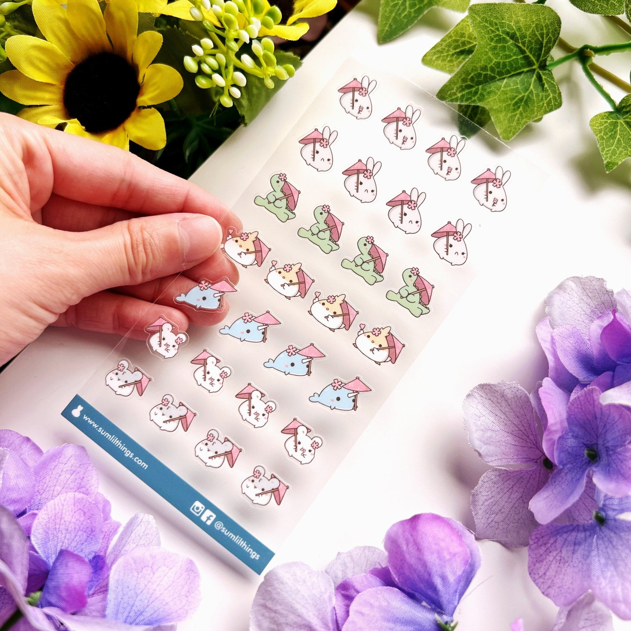 Seal Sticker - Umbrella Sakura - Transparent - SumLilThings