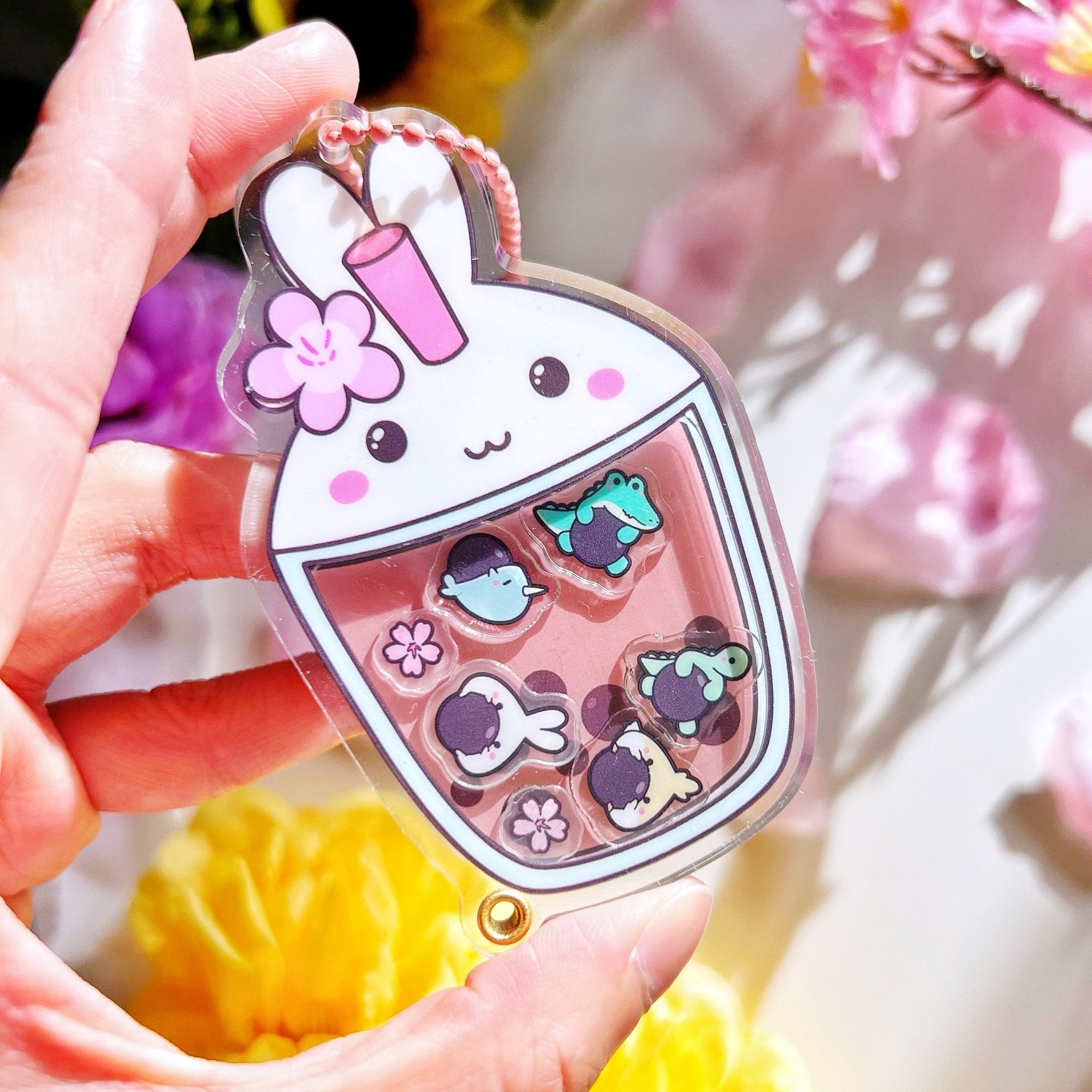Shaker Keychain - Sakura Boba Cup (Refillable) with Blind Bag - SumLilThings