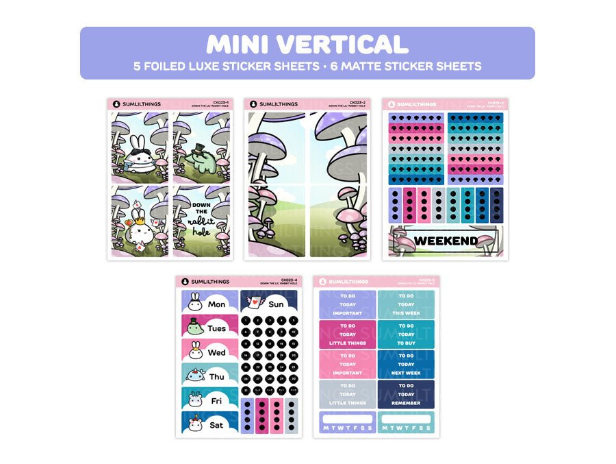 Vertical Kit - Down The Rabbit Hole (11 Pages) - Gold Foil - SumLilThings