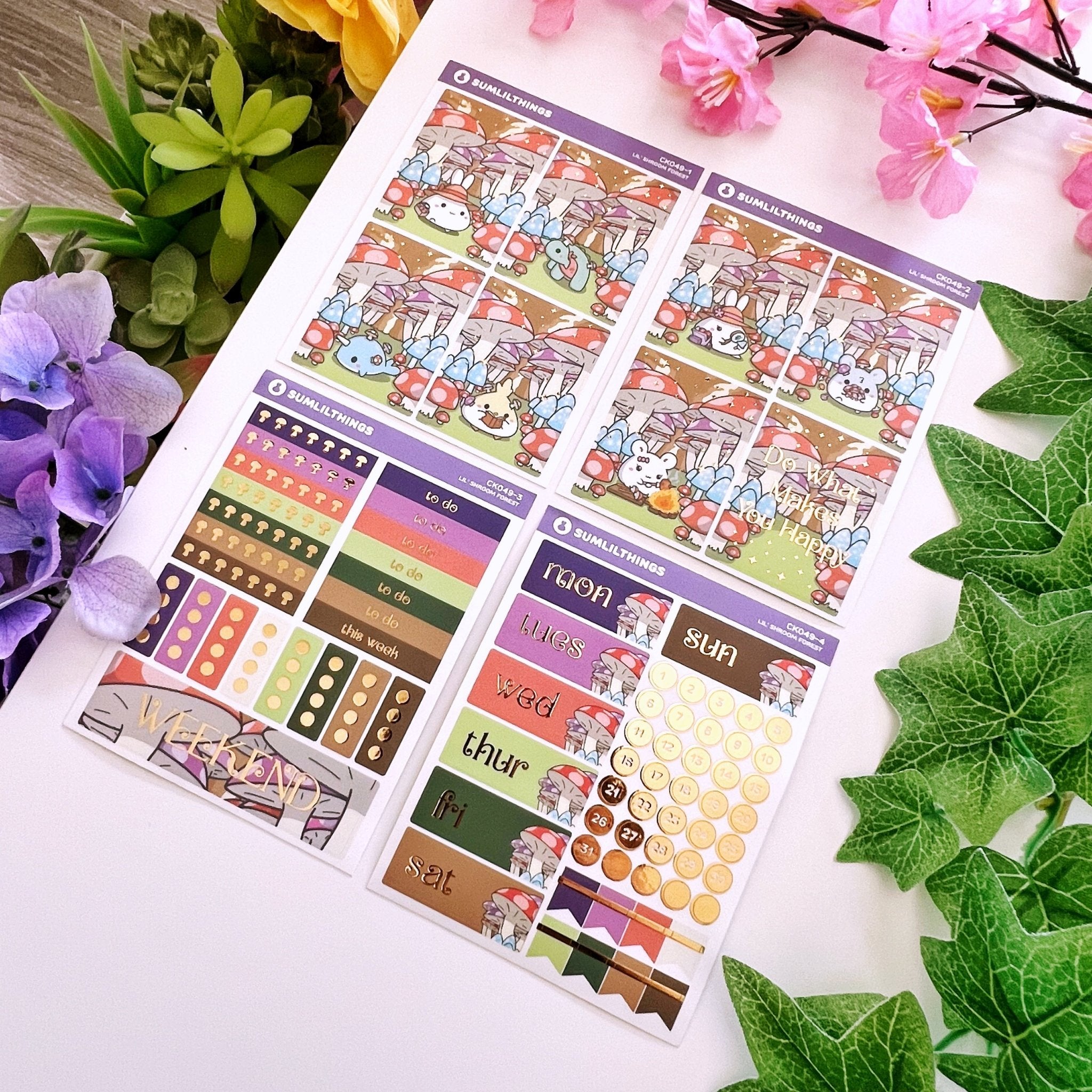 Vertical Kit - Lil' Mushroom Forest (9 Pages) - Gold Foil - SumLilThings