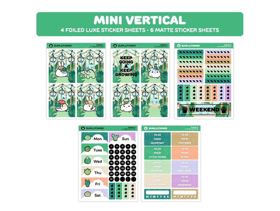 Vertical Kit - Prickly But Cute (10 Pages) - Gold Foil - SumLilThings