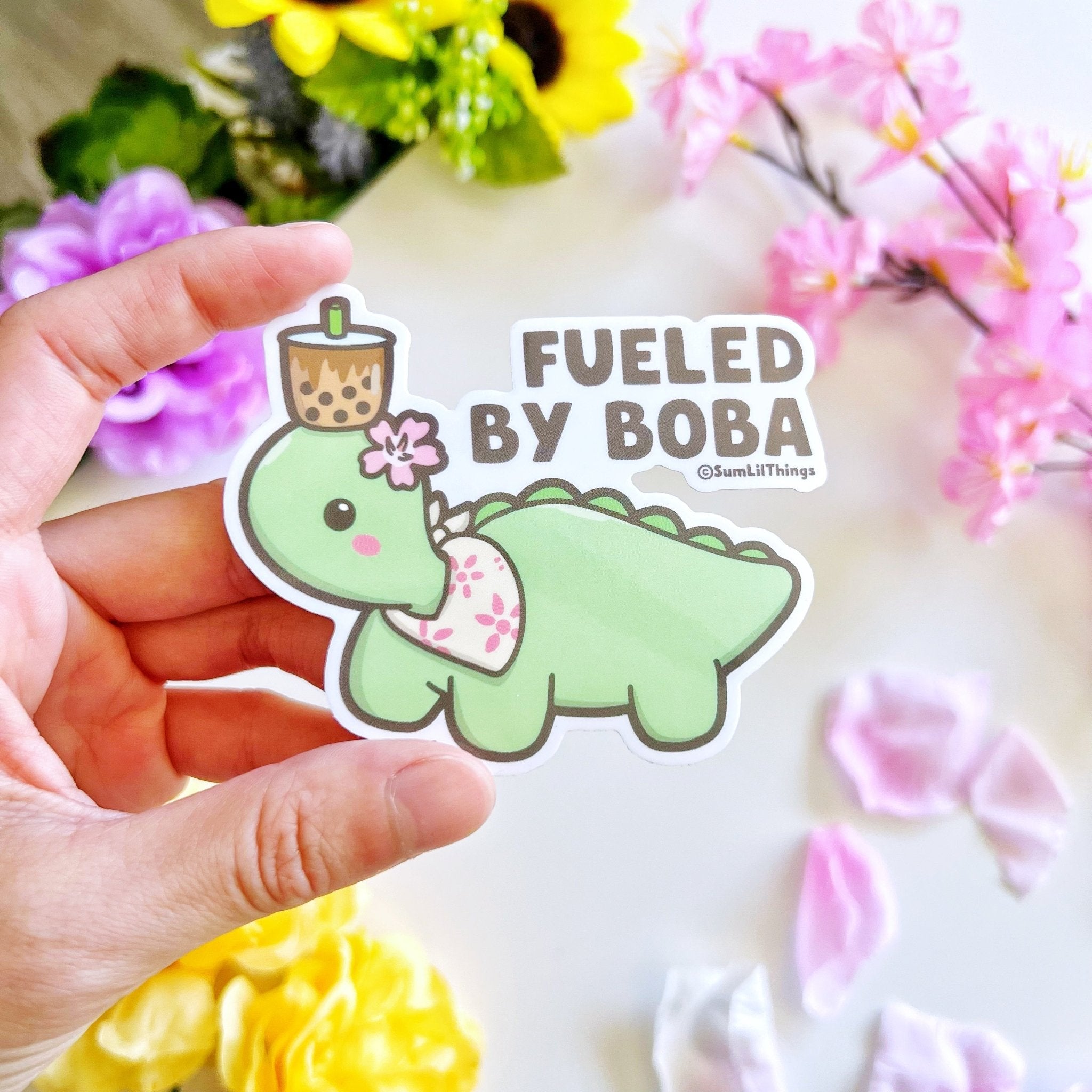 Vinyl Sticker - Fueled By Boba (Transparent) - SumLilThings