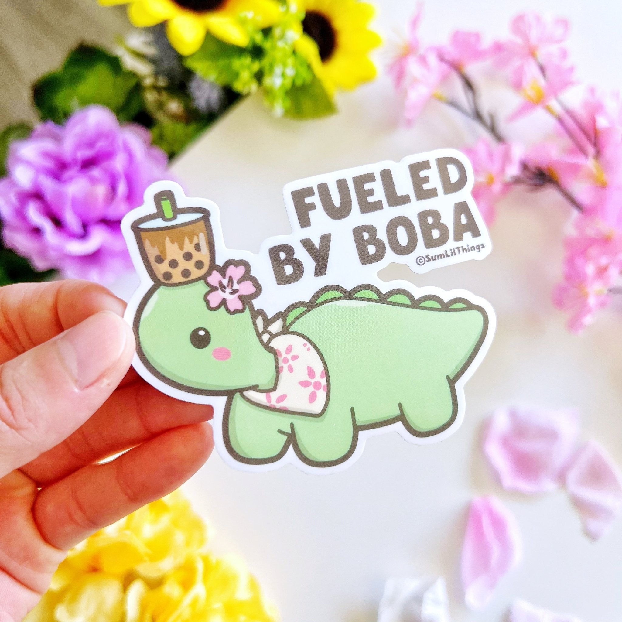 Vinyl Sticker - Fueled By Boba (Transparent) - SumLilThings