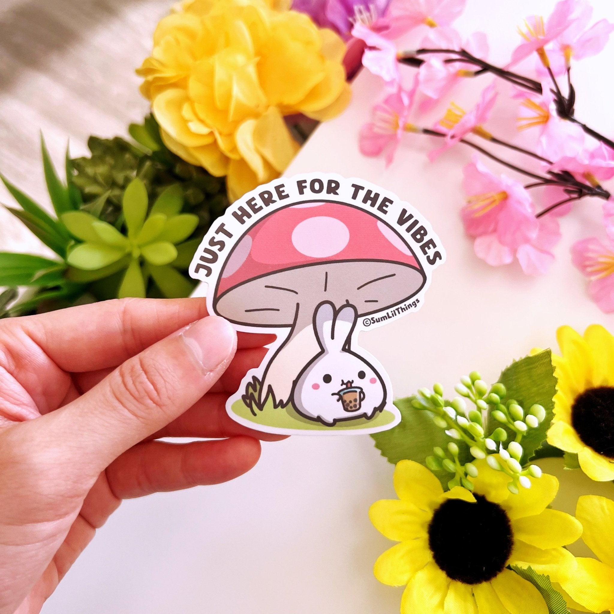 Vinyl Sticker - Here For The Vibes (Boba) - SumLilThings