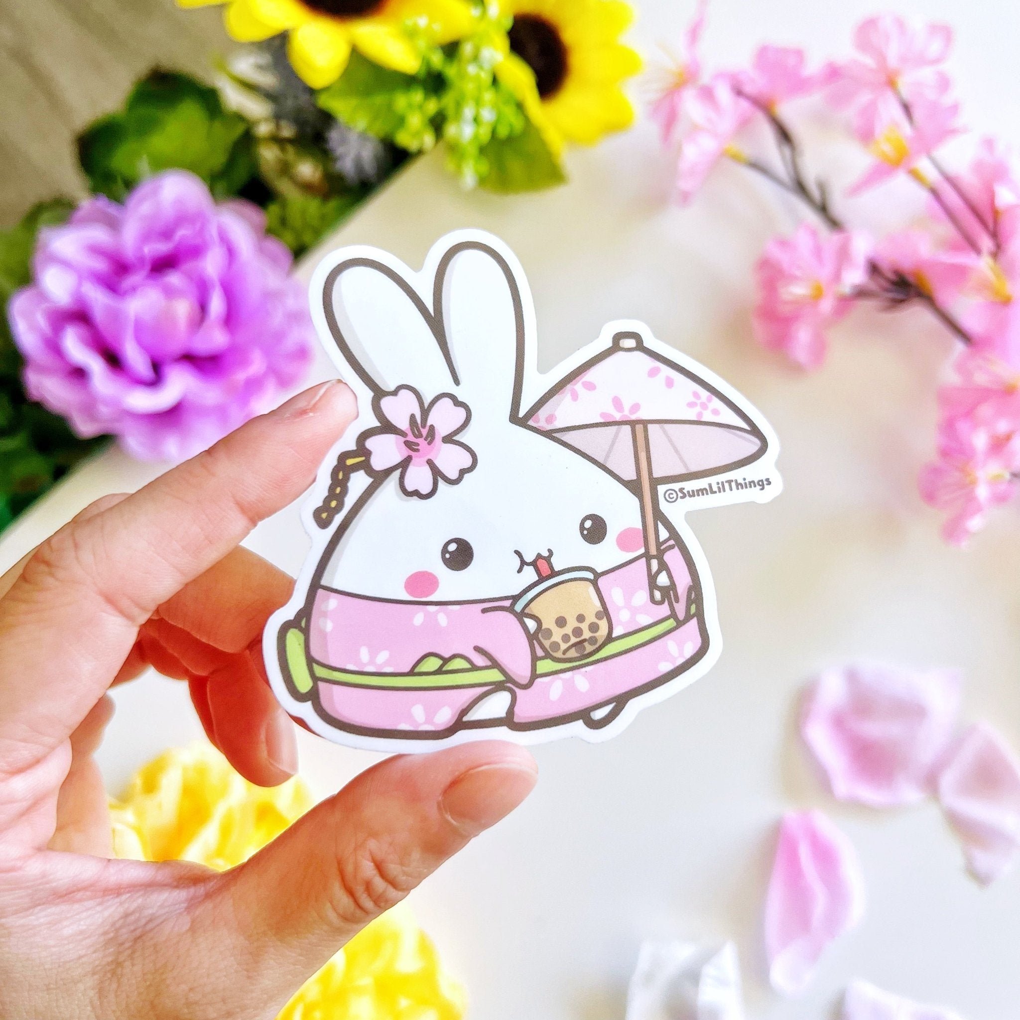 Vinyl Sticker - Sakura Boba Lil (Transparent) - SumLilThings