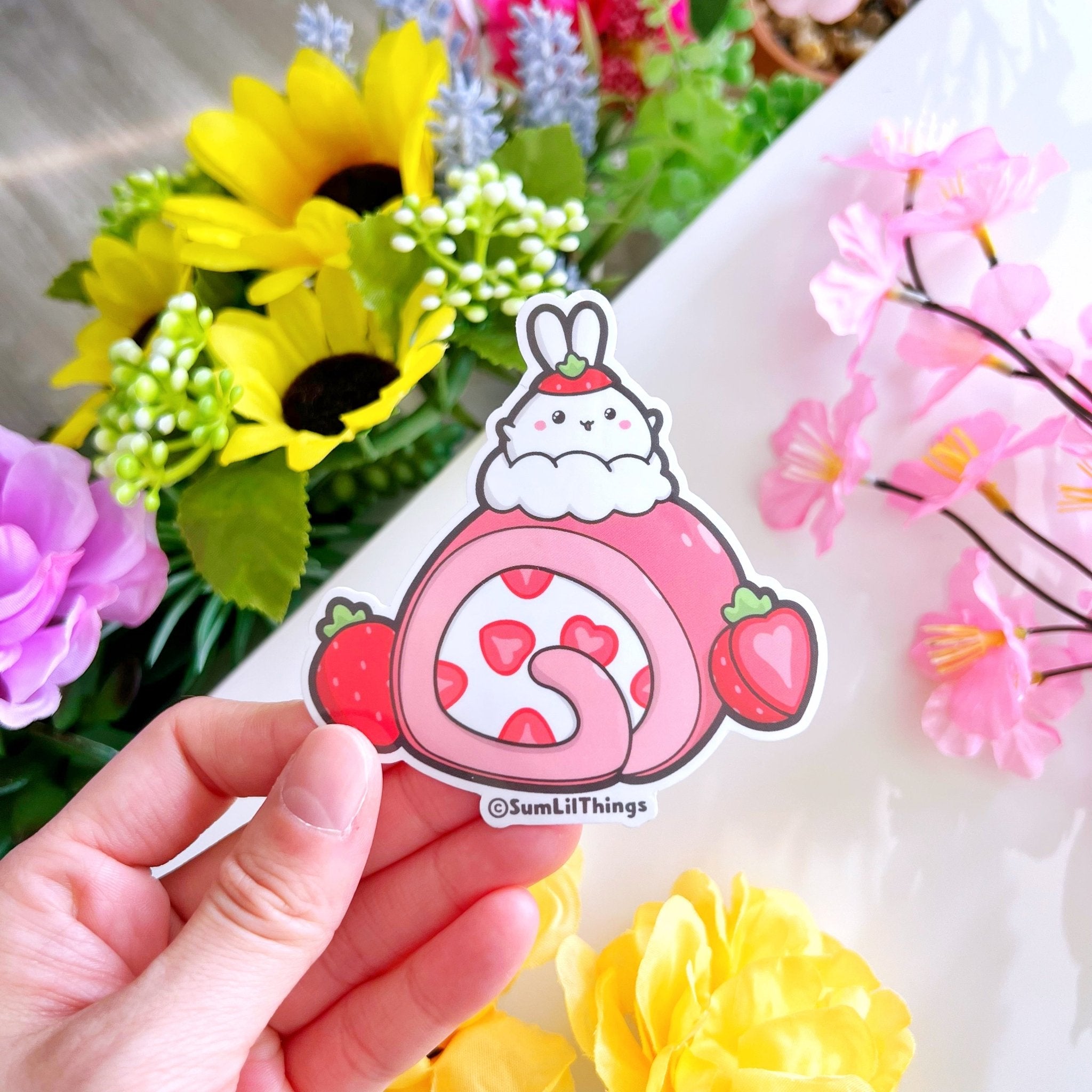 Vinyl Sticker - Strawberry Roll (Transparent) - SumLilThings