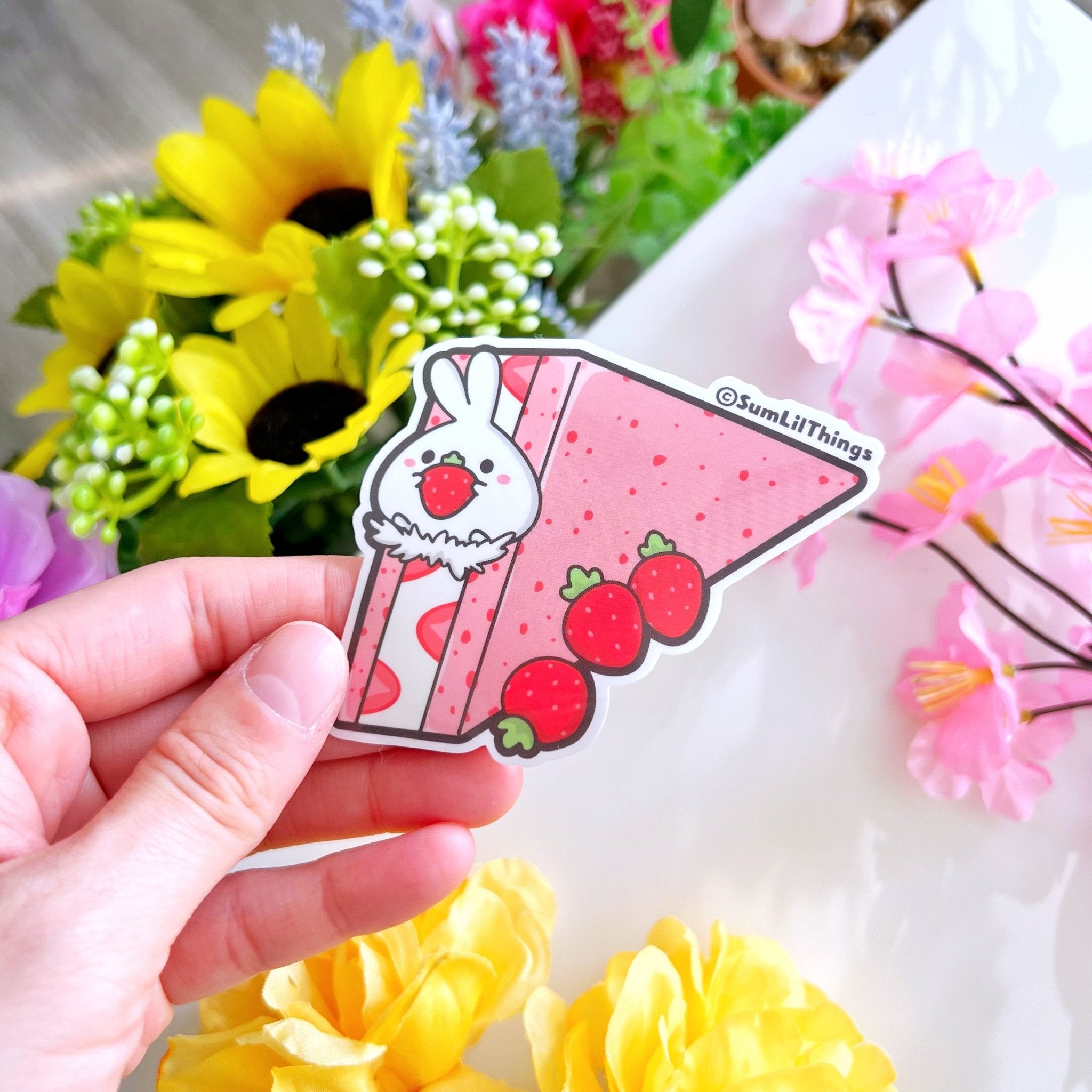 Vinyl Sticker - Strawberry Sandwich (Transparent) - SumLilThings