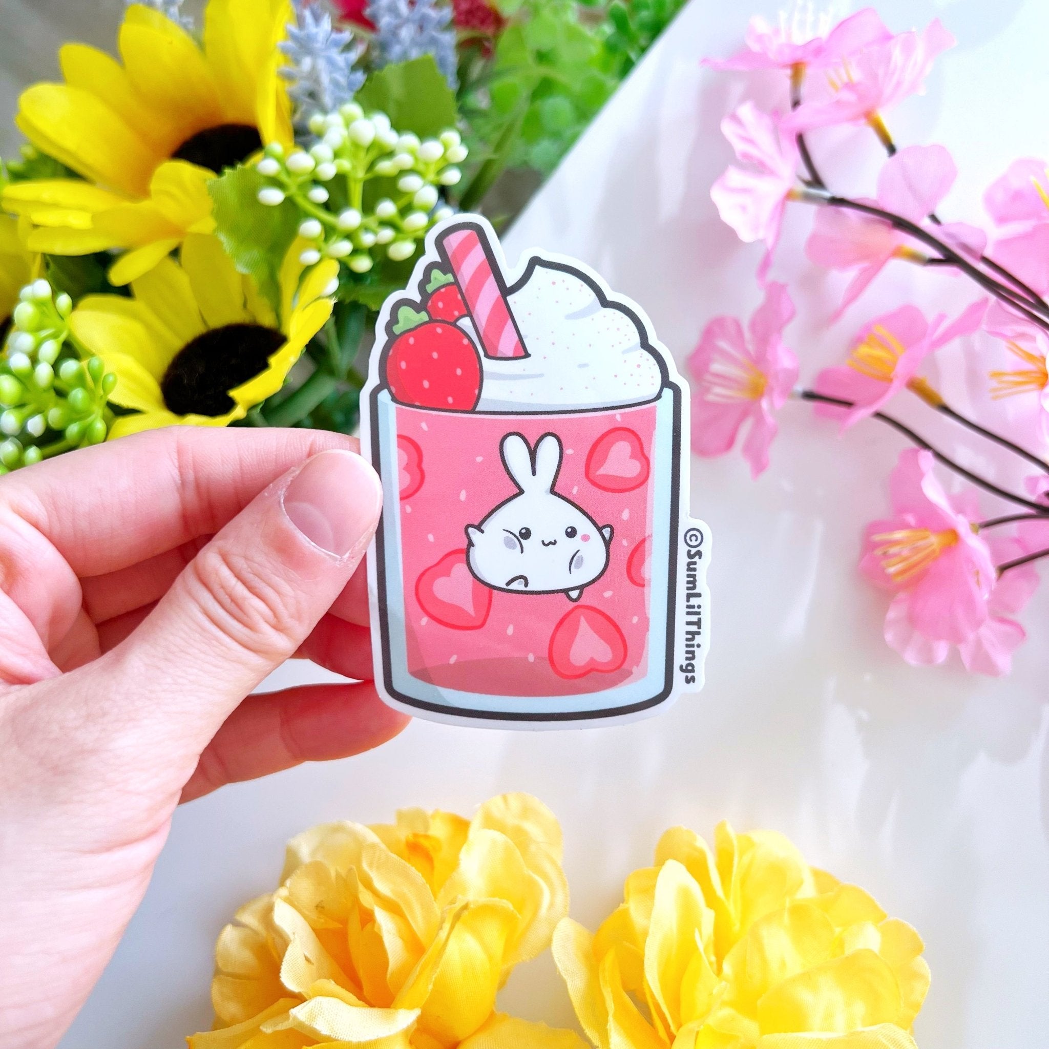 Vinyl Sticker - Strawberry Smoothie (Transparent) - SumLilThings