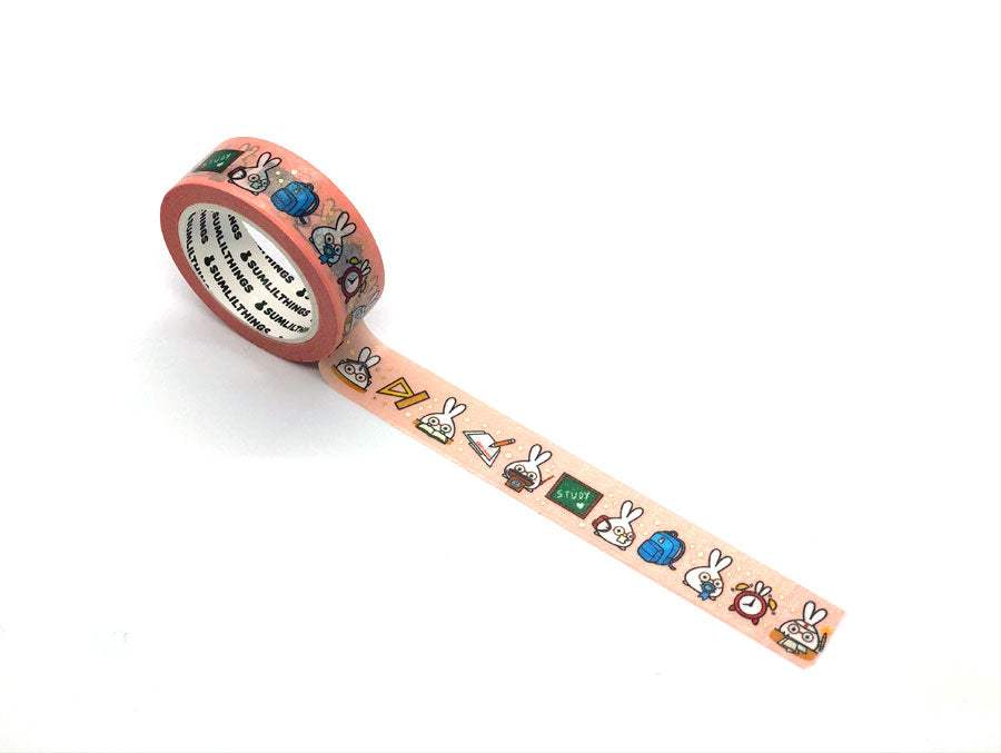 Washi Tape - Late for School - Gold Foil - Set of 7