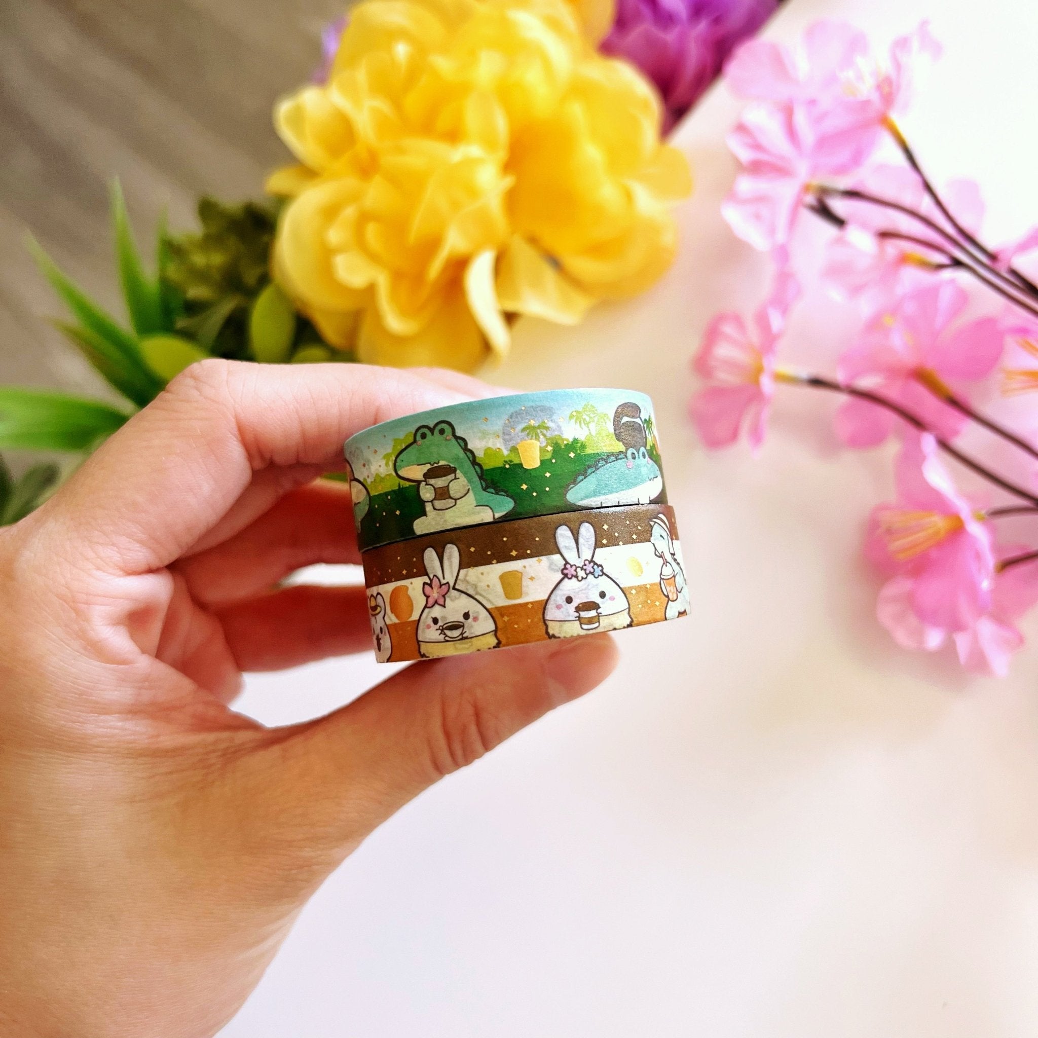 Washi Tape - Rainforest Coffee Shop Series - Gold Foil - Set of 2 - SumLilThings