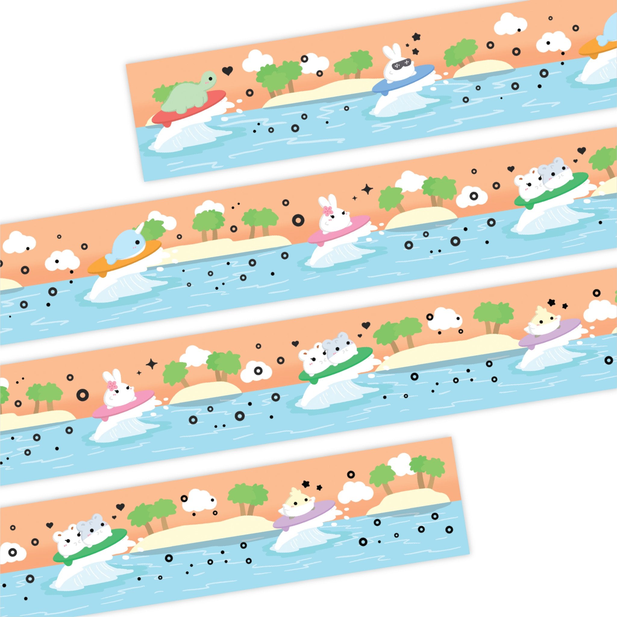 Washi Tape - Sunset Surfing Misfits (20mm) - Gold Foil - SumLilThings