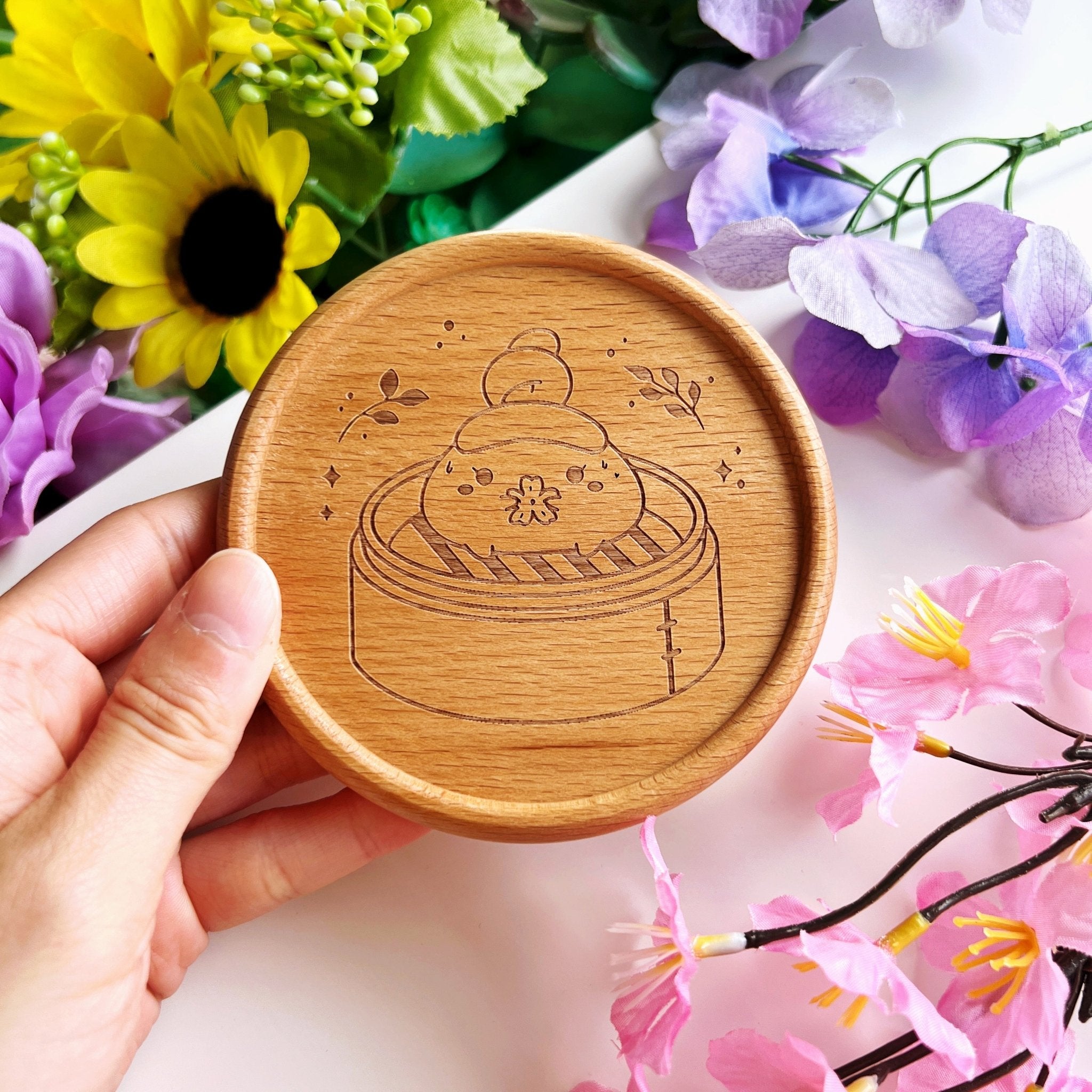 Wooden Coaster - Dimsum Steaming Mimi - SumLilThings