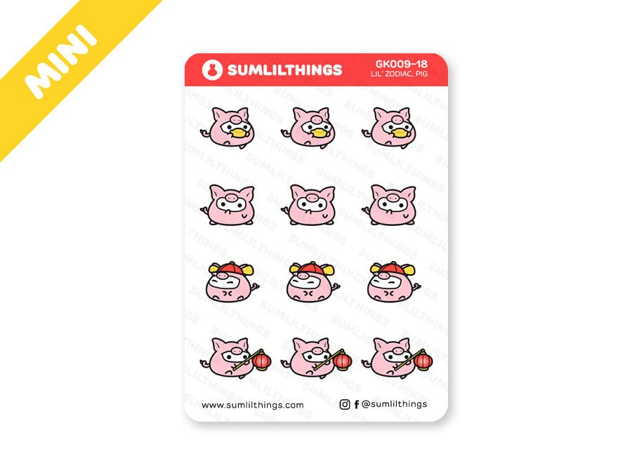 Year of the Pig Stickers - Mini Sheet - SumLilThings