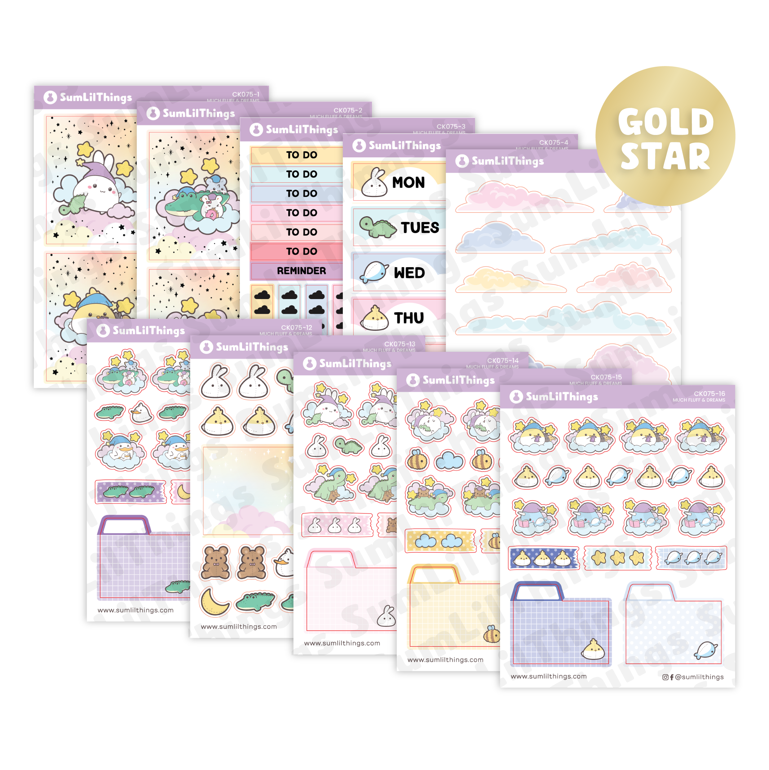 Decorative Kit - Lil' Fluff & Dreams (10 Pages) - Gold Star Foil