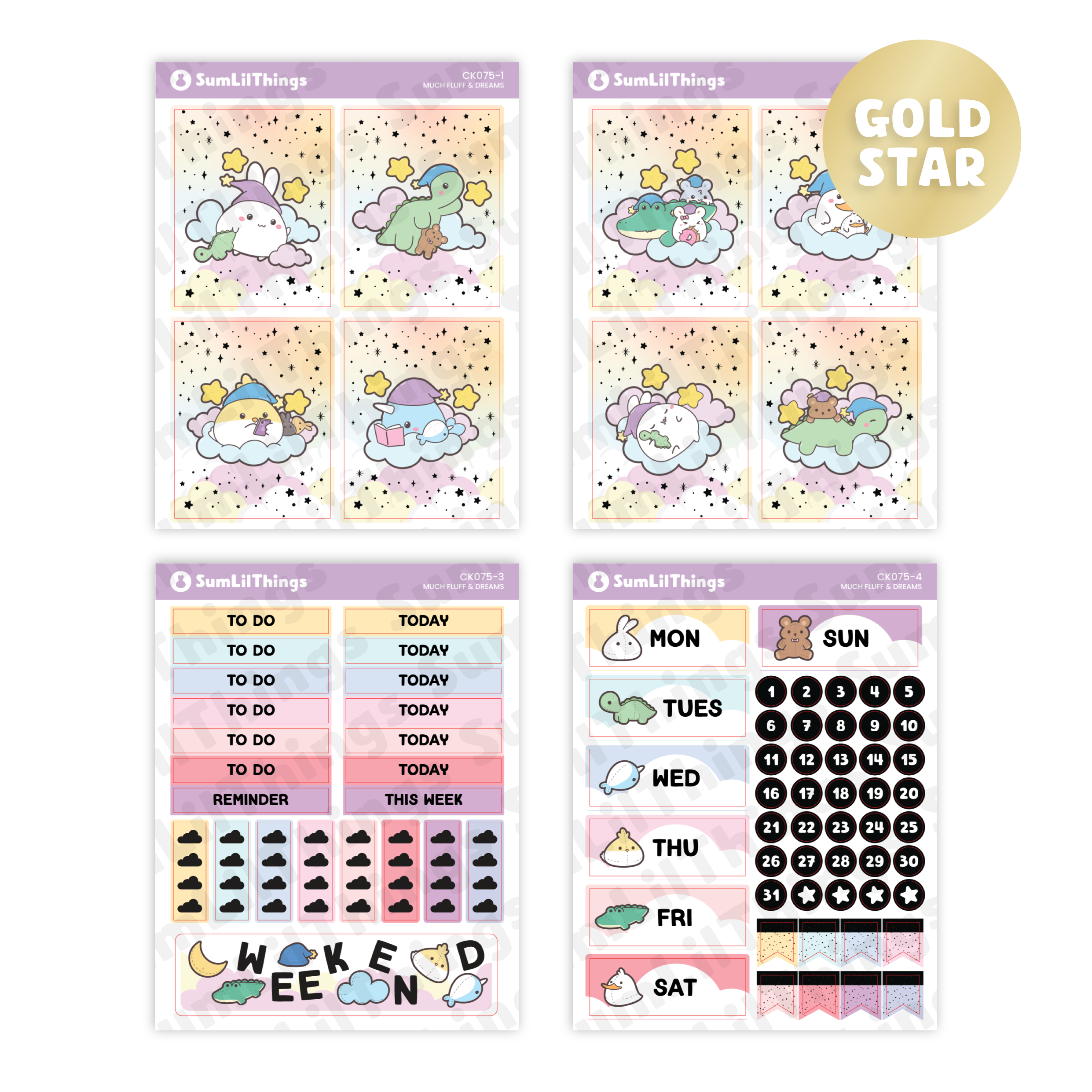 Decorative Kit - Lil' Fluff & Dreams (10 Pages) - Gold Star Foil