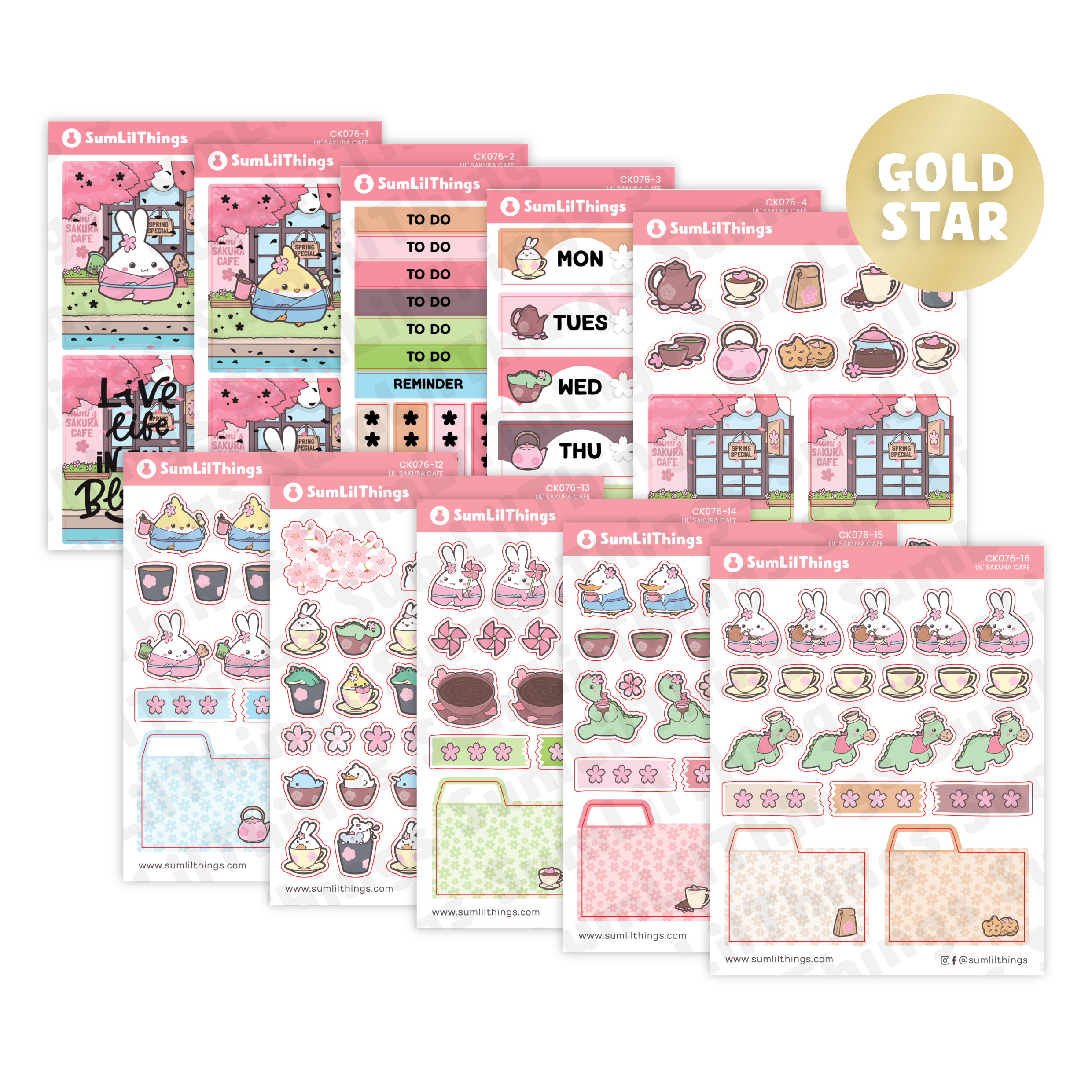 Decorative Kit - Lil' Sakura Cafe (10 Pages) - Gold Foil