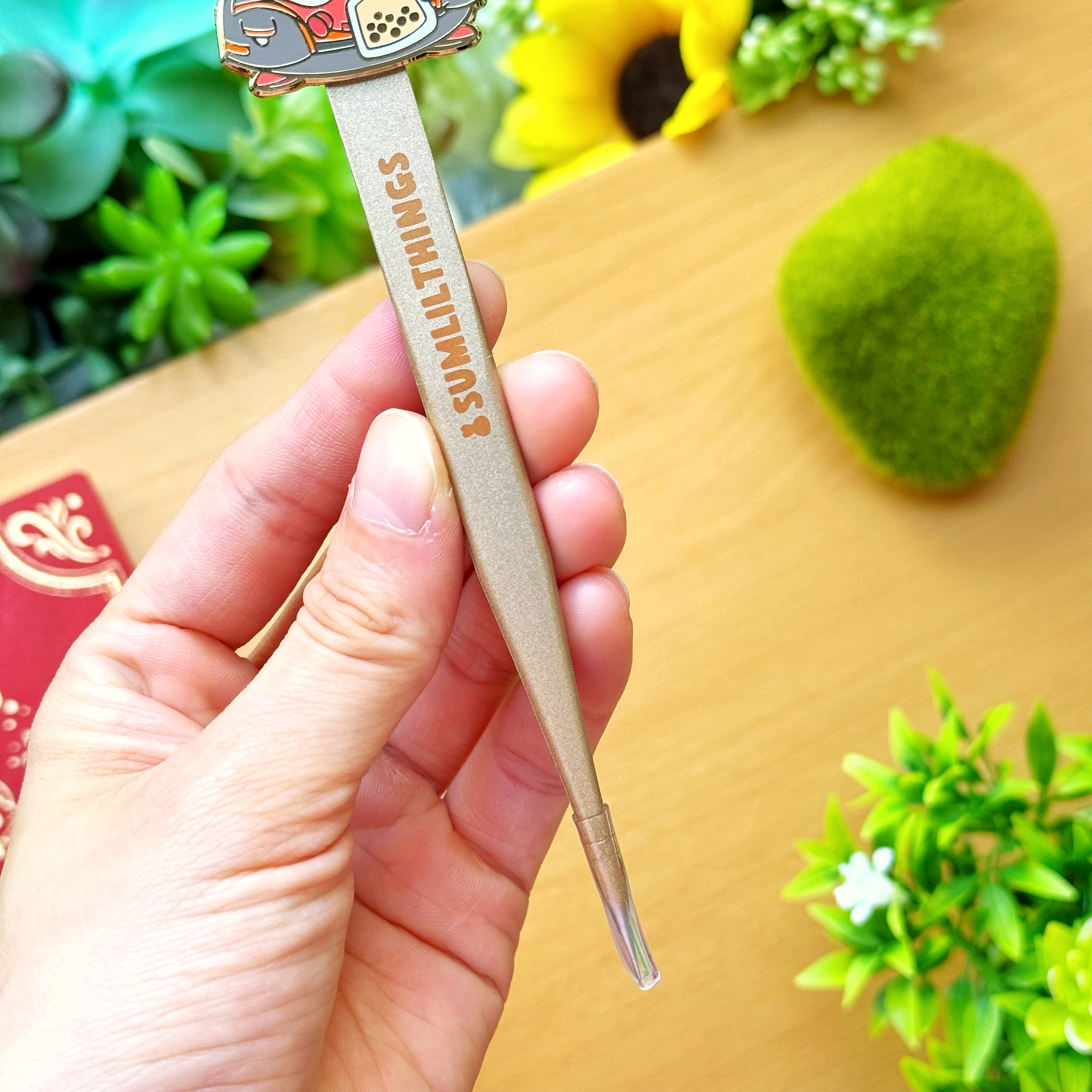 Enamel Tweezer - Lil' IV Boba Drink (Straight Point)