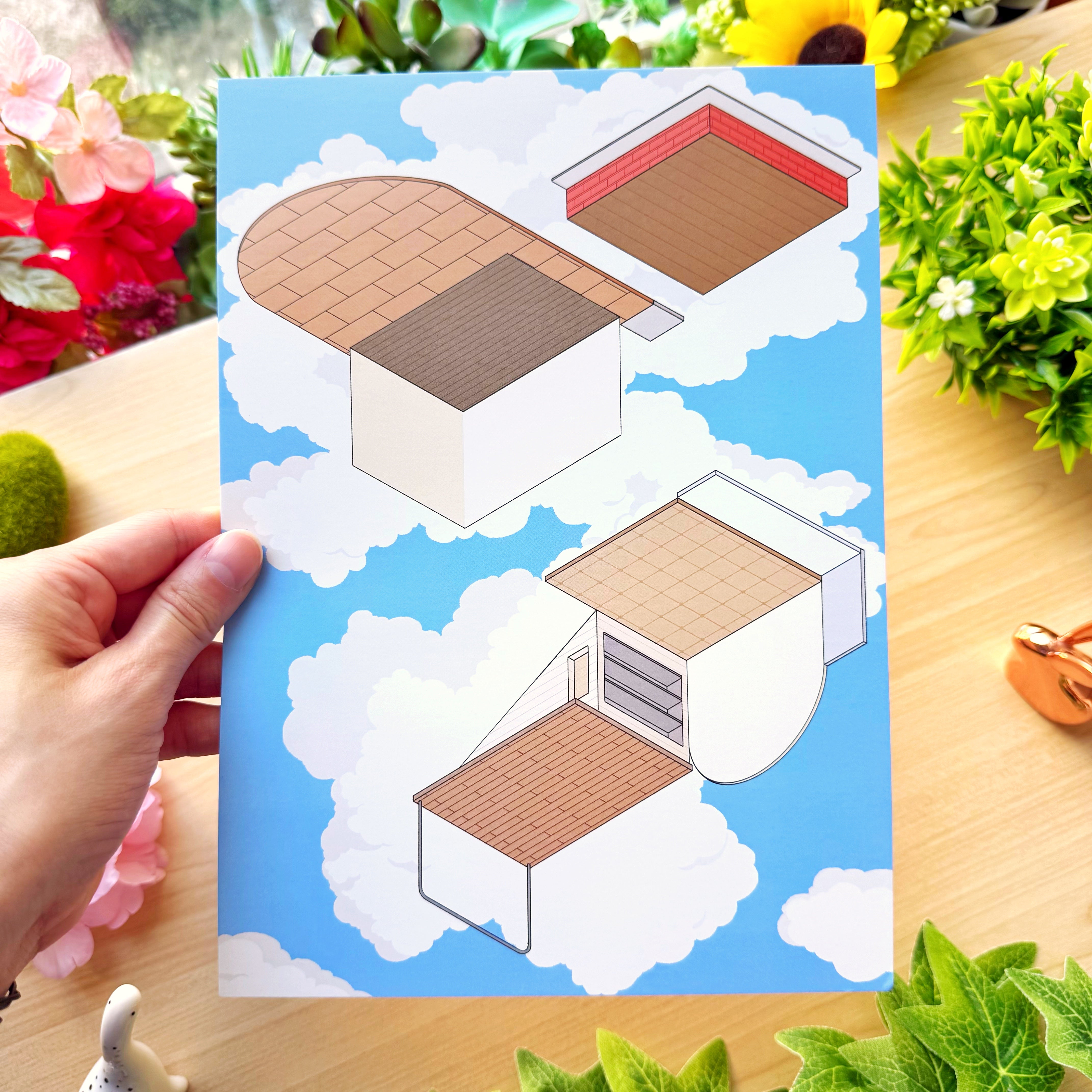 Isometric Scene Sticker - Cloudside Café (Jumbo World)