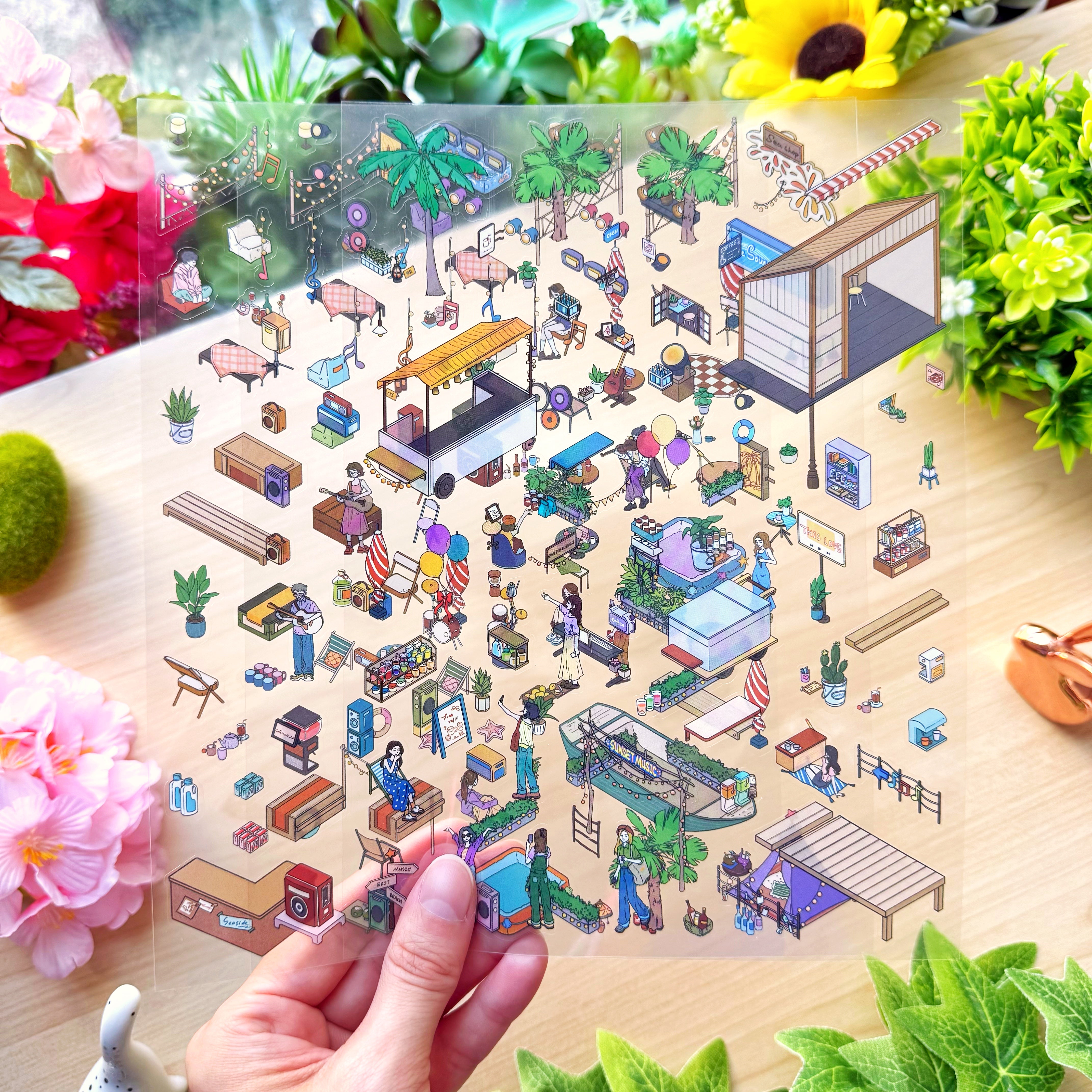 Isometric Scene Sticker - Island Music Festival (Jumbo World)